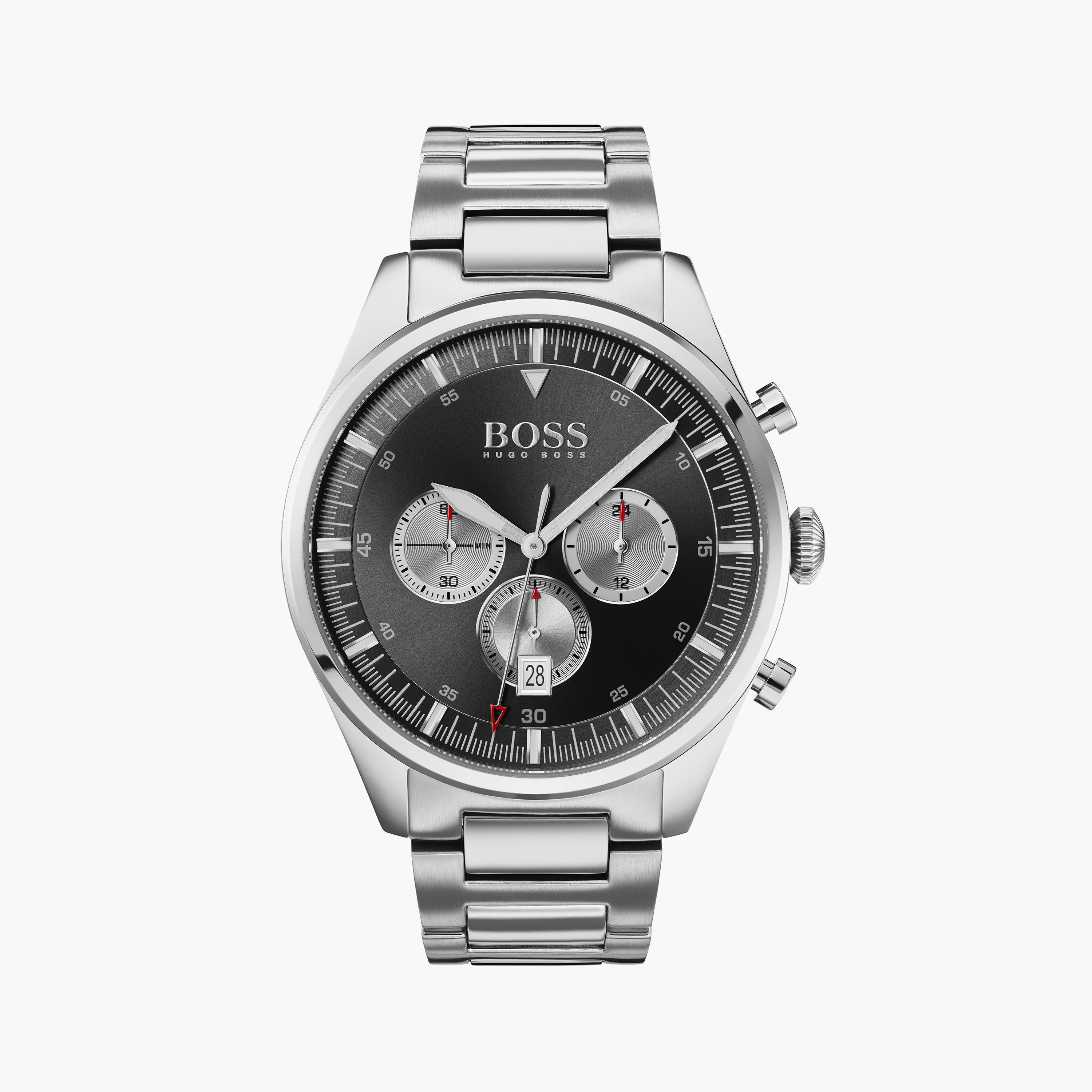 هوغو بوس- ساعة للرجال 44 مم كرونوغراف فضية من الستانلس ستيل | 1513712-men-watchesandjewellery-watches-image-1