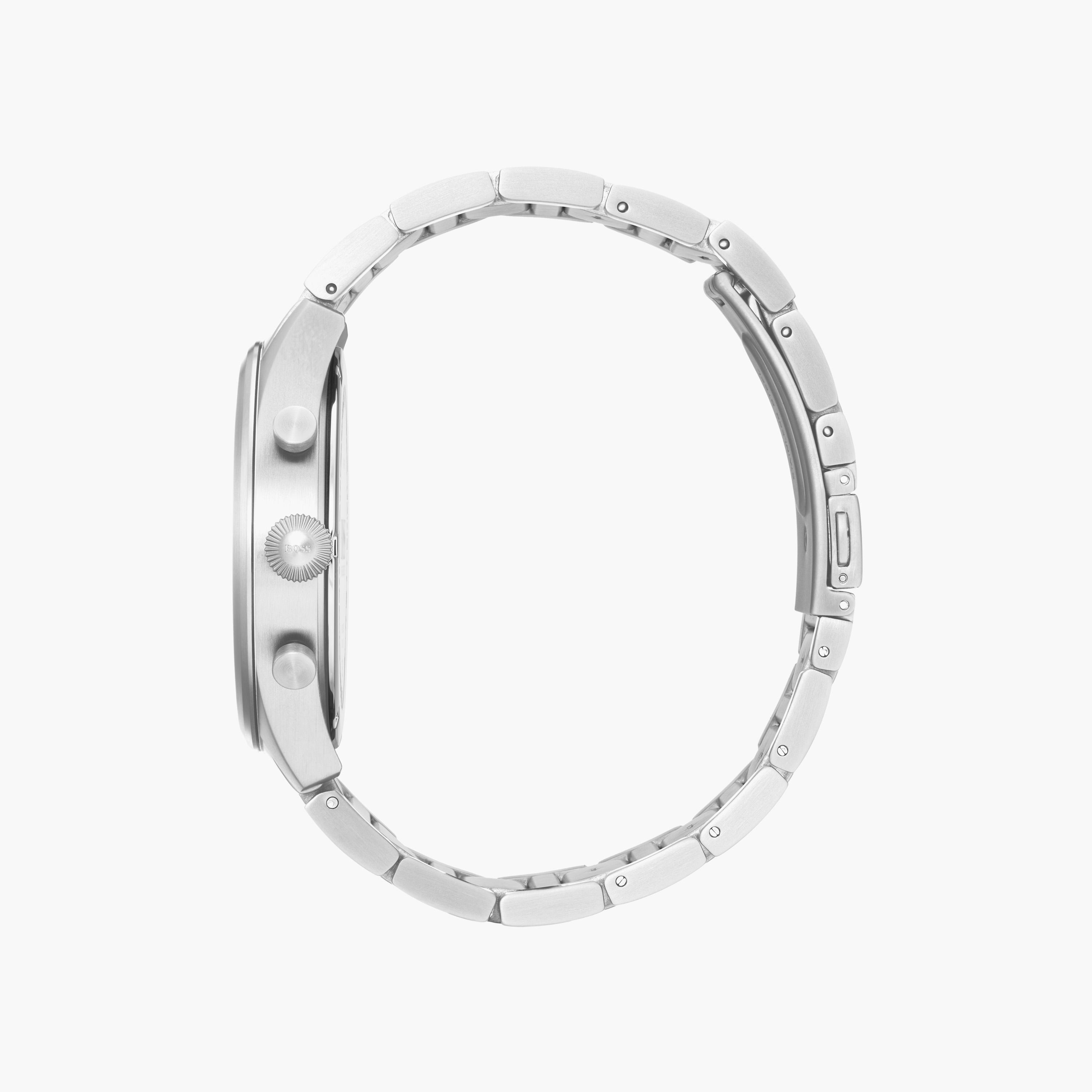 هوغو بوس- ساعة للرجال 44 مم كرونوغراف فضية من الستانلس ستيل | 1513712-men-watchesandjewellery-watches-image-2