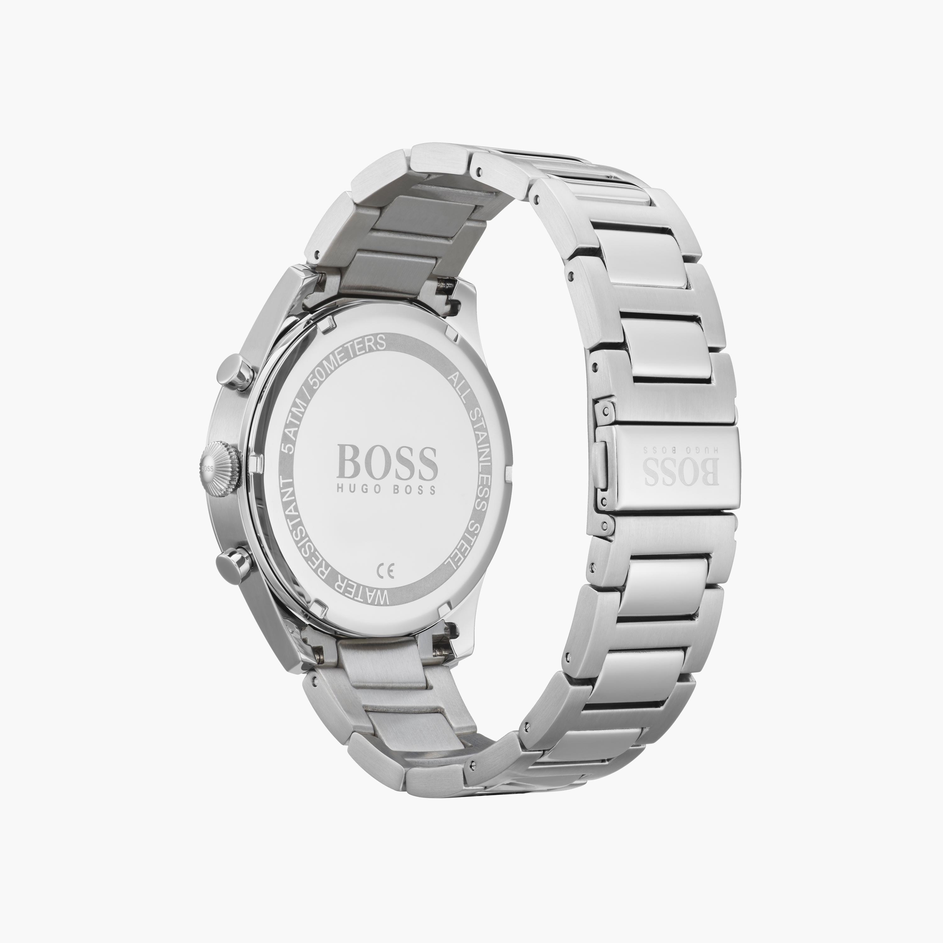 هوغو بوس- ساعة للرجال 44 مم كرونوغراف فضية من الستانلس ستيل | 1513712-men-watchesandjewellery-watches-image-3