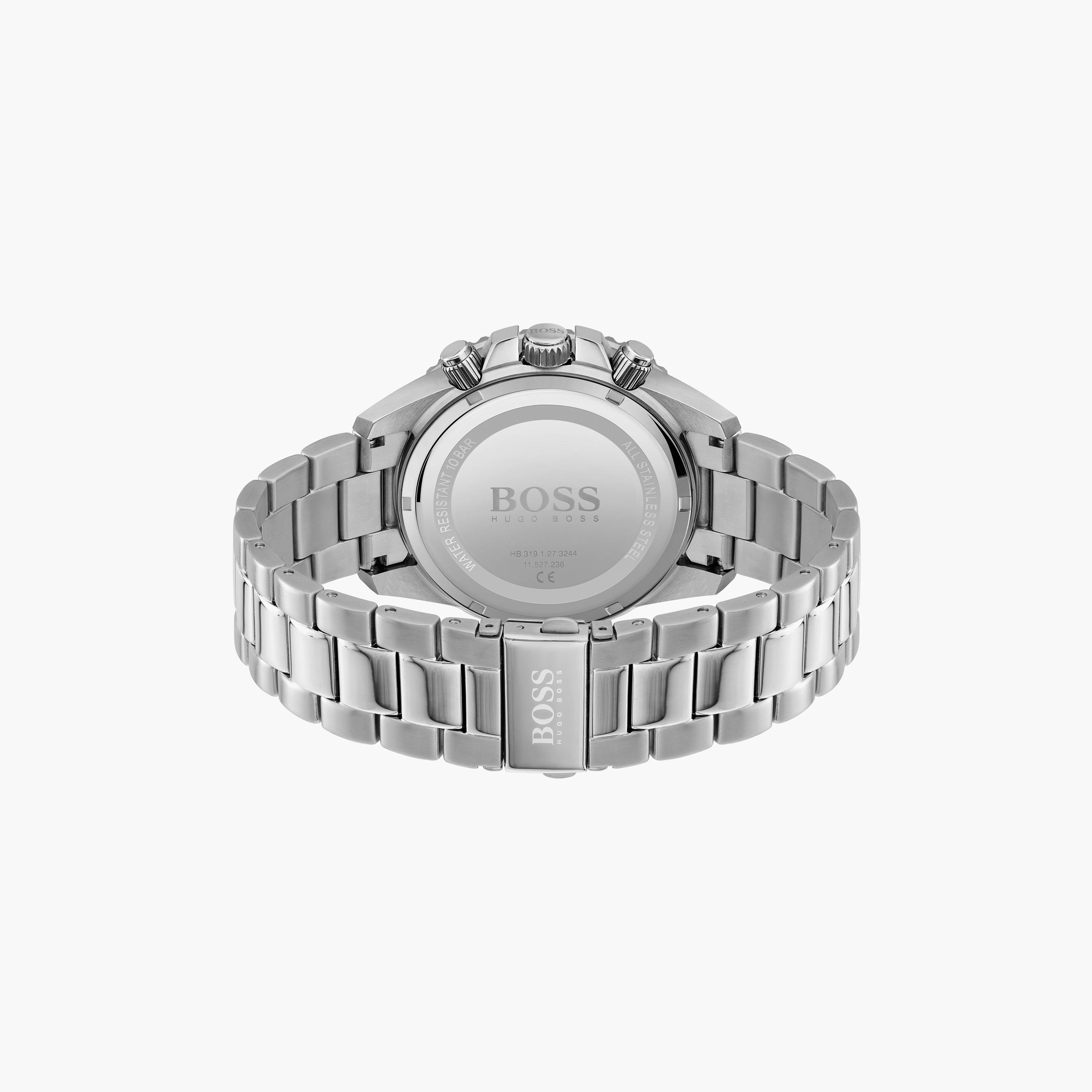 هوغو بوس- ساعة للرجال 45 ملم كرونوغراف فضية من الستانلس ستيل | 1513907-men-watchesandjewellery-watches-image-3