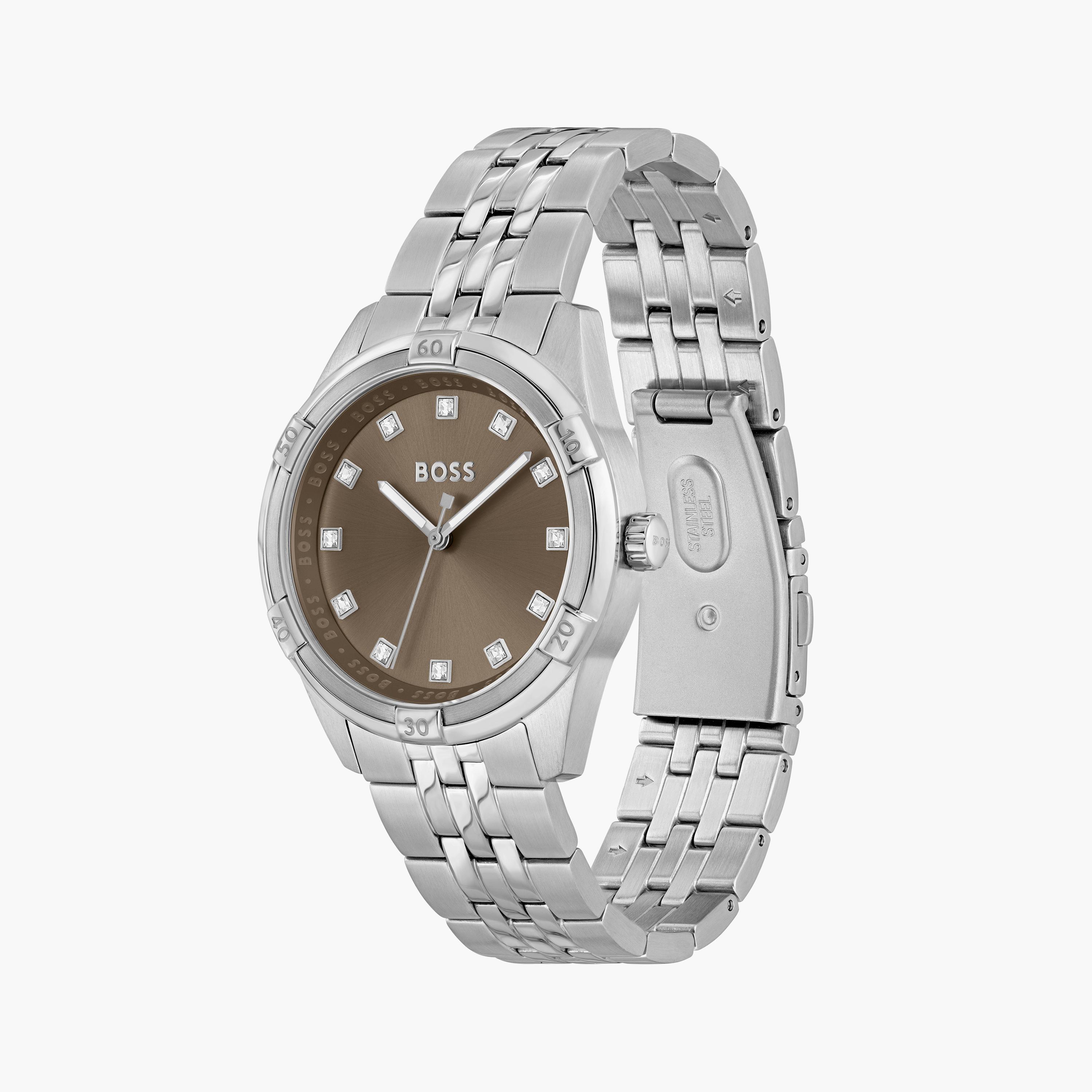 هوغو بوس- ساعة للنساء 36 ملم من الستانلس ستيل باللون الفضي | 1502699-women-watchesandjewellery-watches-image-2