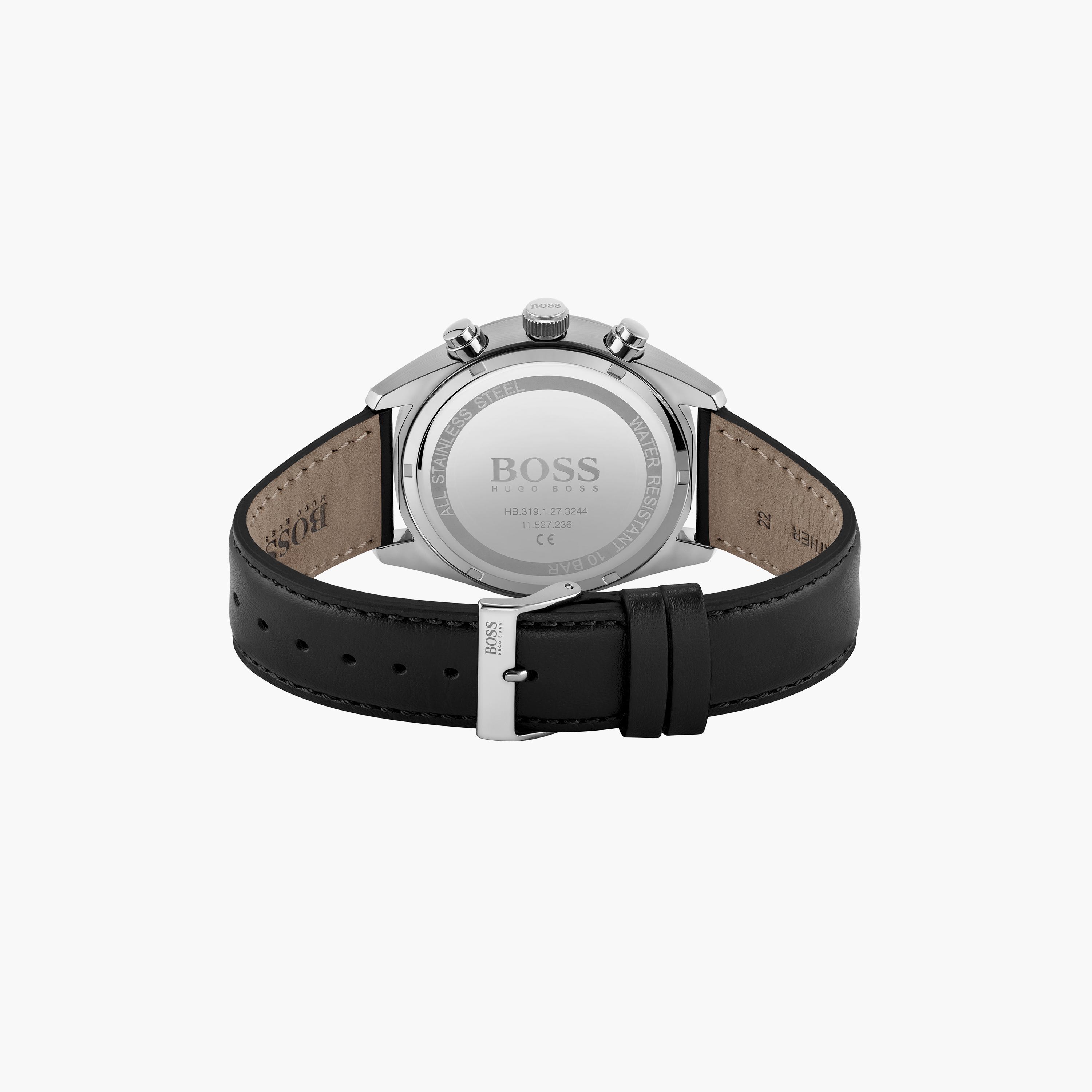 هوغو بوس- ساعة للرجال 44 ملم تناظرية من الجلد باللون الأسود | 1513816-men-watchesandjewellery-watches-image-3