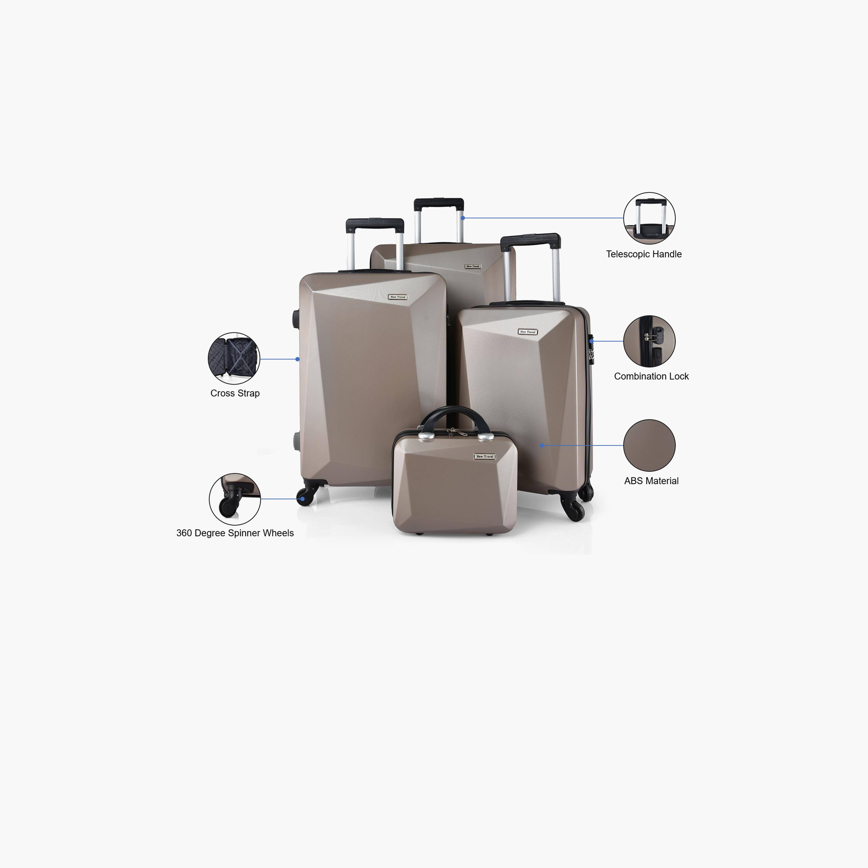 New Travel Set of 4 ABS Hardcase 4-Wheeler Spinner Trolley Bag with Combination Lock | BR989/4P-travel-luggagesandbags-luggage-image-2