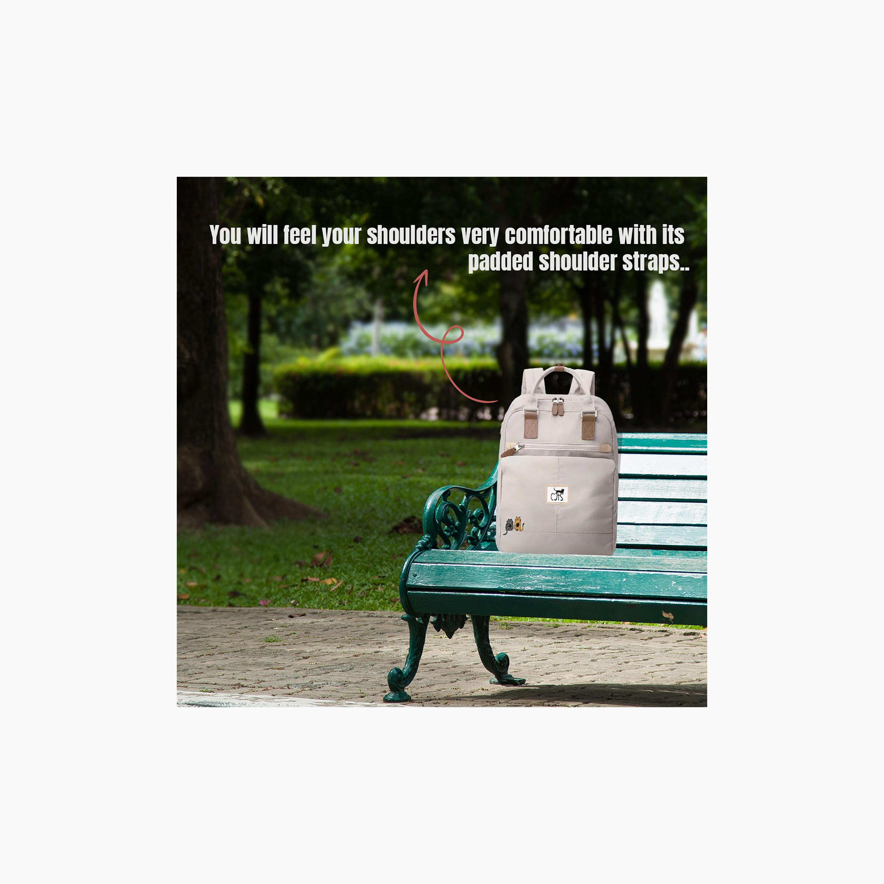 Biggdesign Cat Printed Anti-Theft Laptop Backpack with Luggage Sleeve - White - 15 Inch-school-bagsandbackpacks-backpacks-image-4