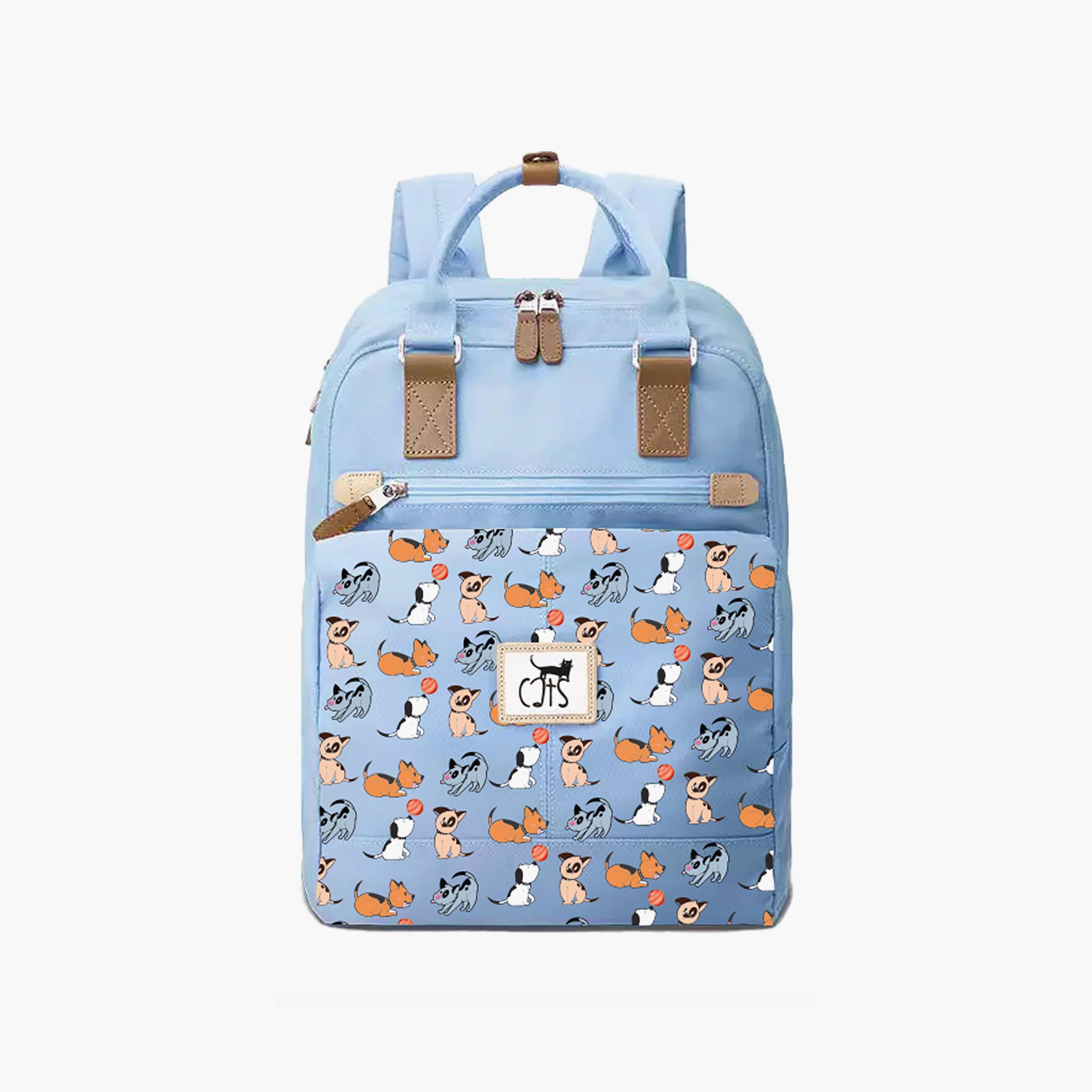 Biggdesign Dog Printed Anti-Theft Laptop Backpack with Luggage Sleeve - Blue - 15 Inch-school-bagsandbackpacks-backpacks-image-1