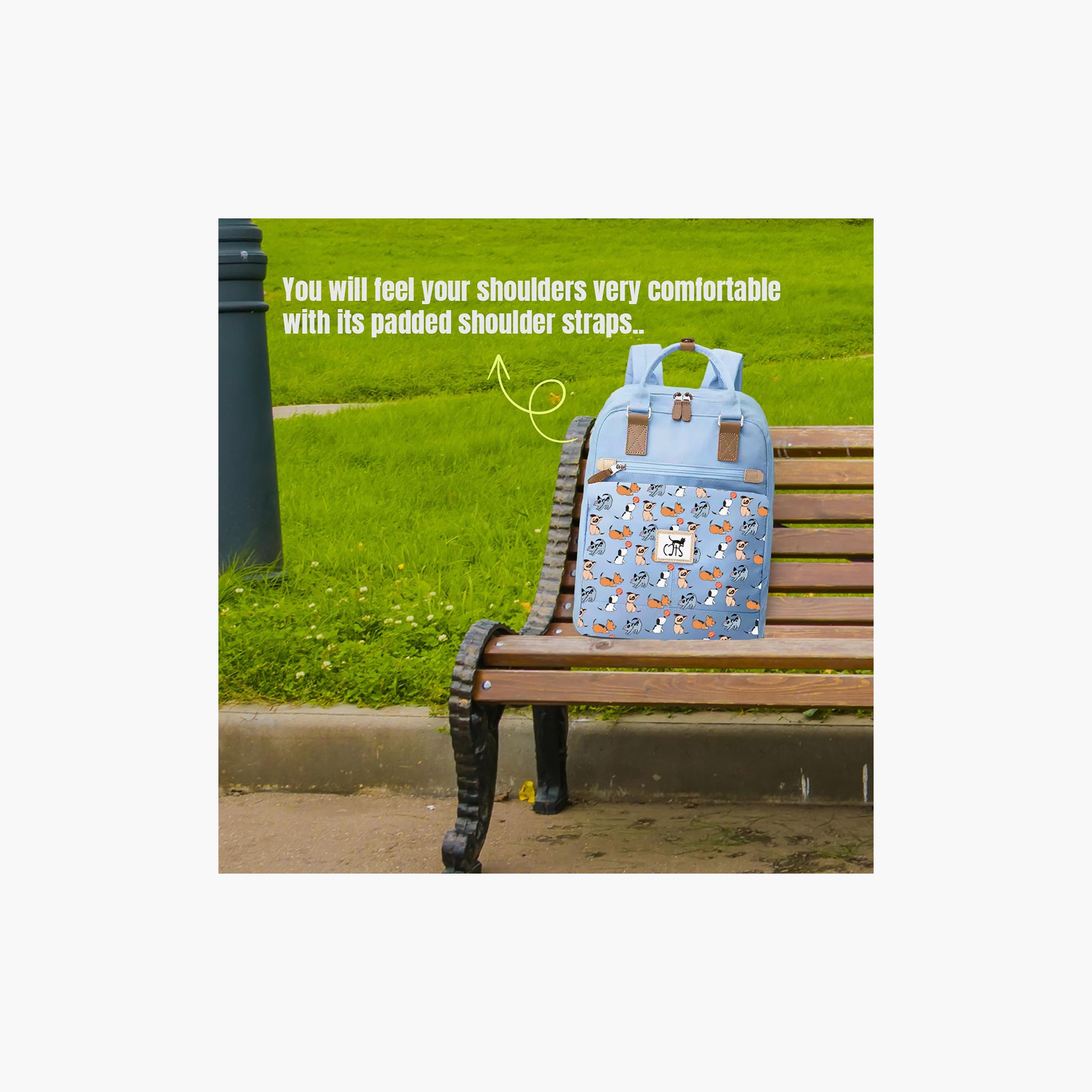 Biggdesign Dog Printed Anti-Theft Laptop Backpack with Luggage Sleeve - Blue - 15 Inch-school-bagsandbackpacks-backpacks-image-4