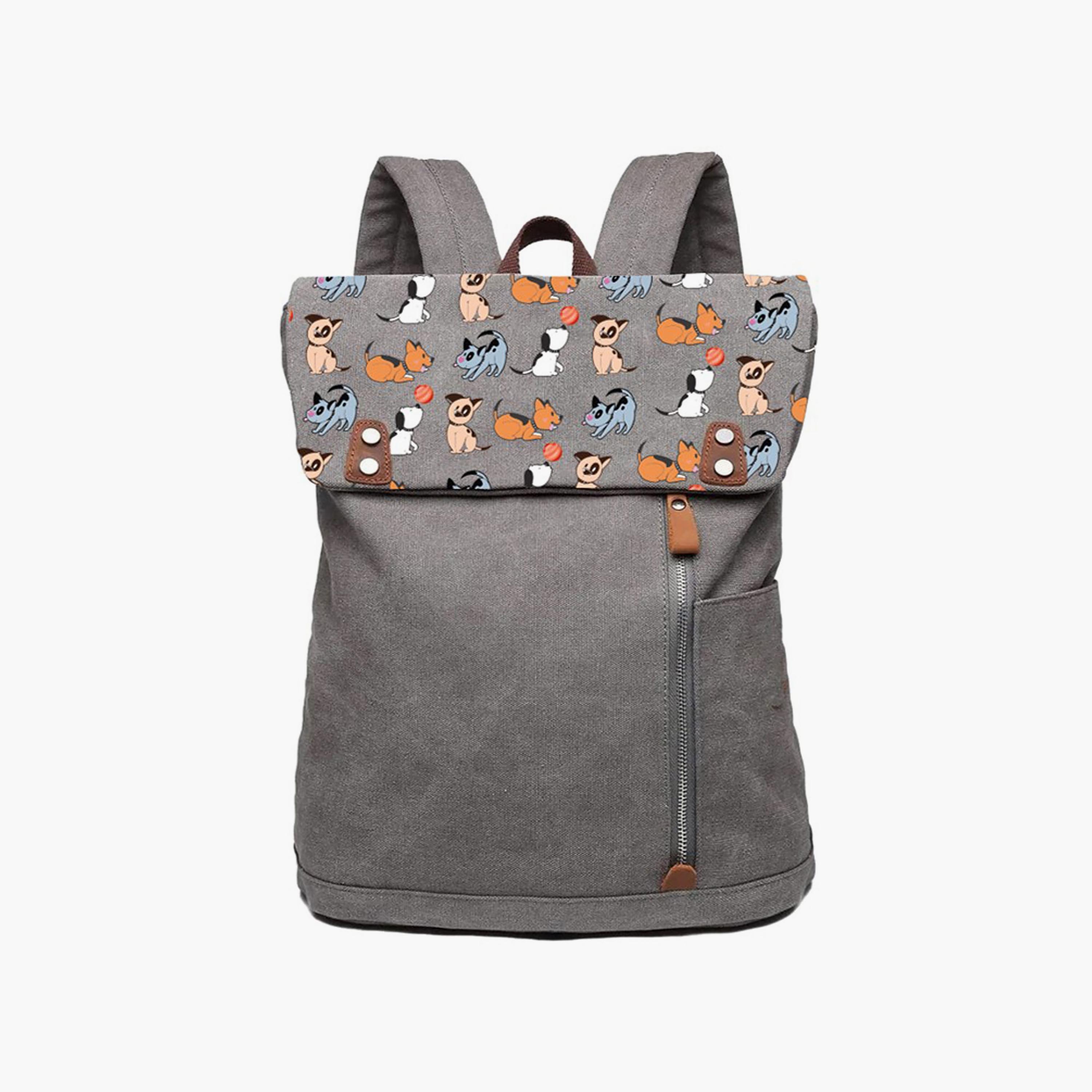 Biggdesign Dogs Printed Vintage Laptop Backpack - Grey - 15 inch-school-bagsandbackpacks-backpacks-image-1