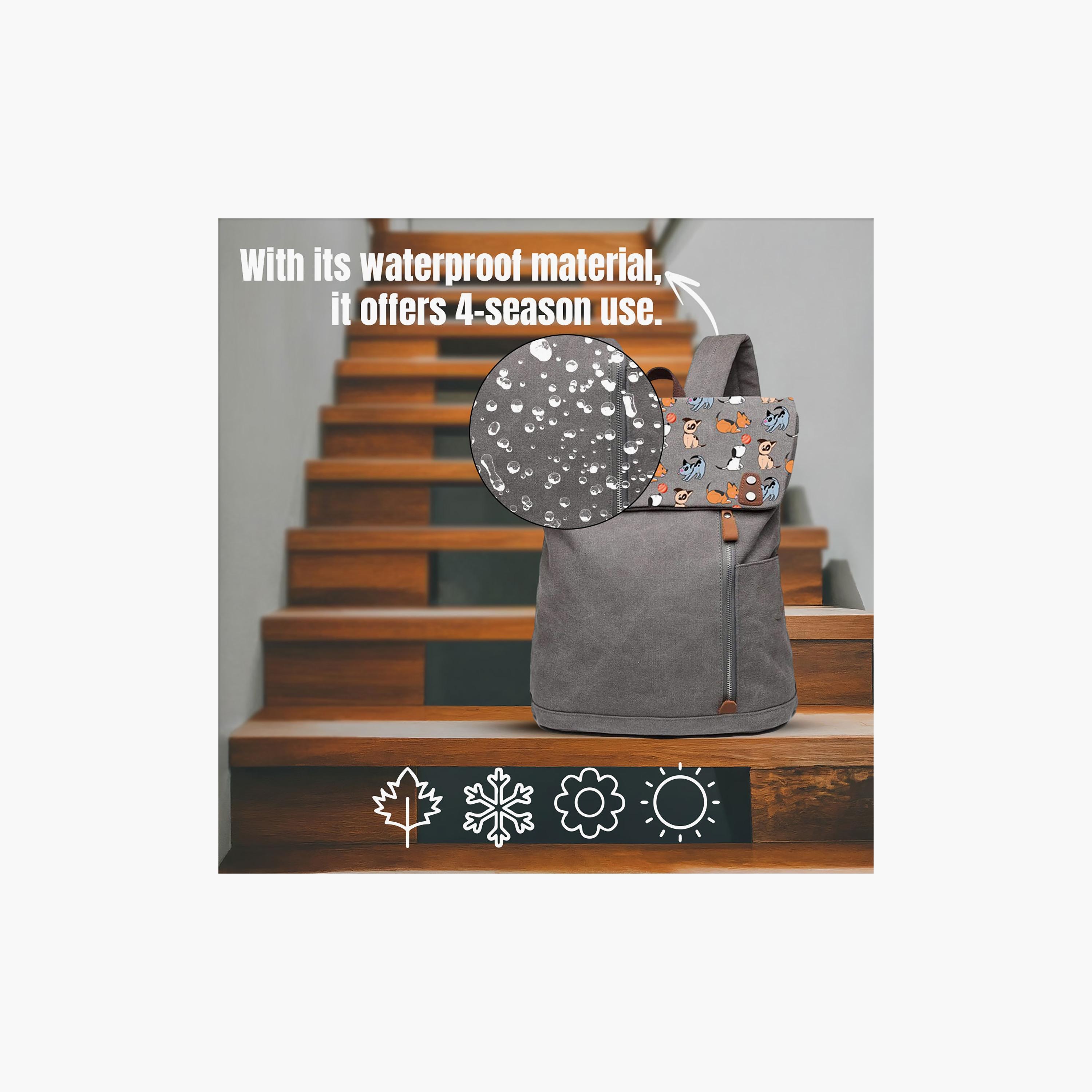 Biggdesign Dogs Printed Vintage Laptop Backpack - Grey - 15 inch-school-bagsandbackpacks-backpacks-image-3