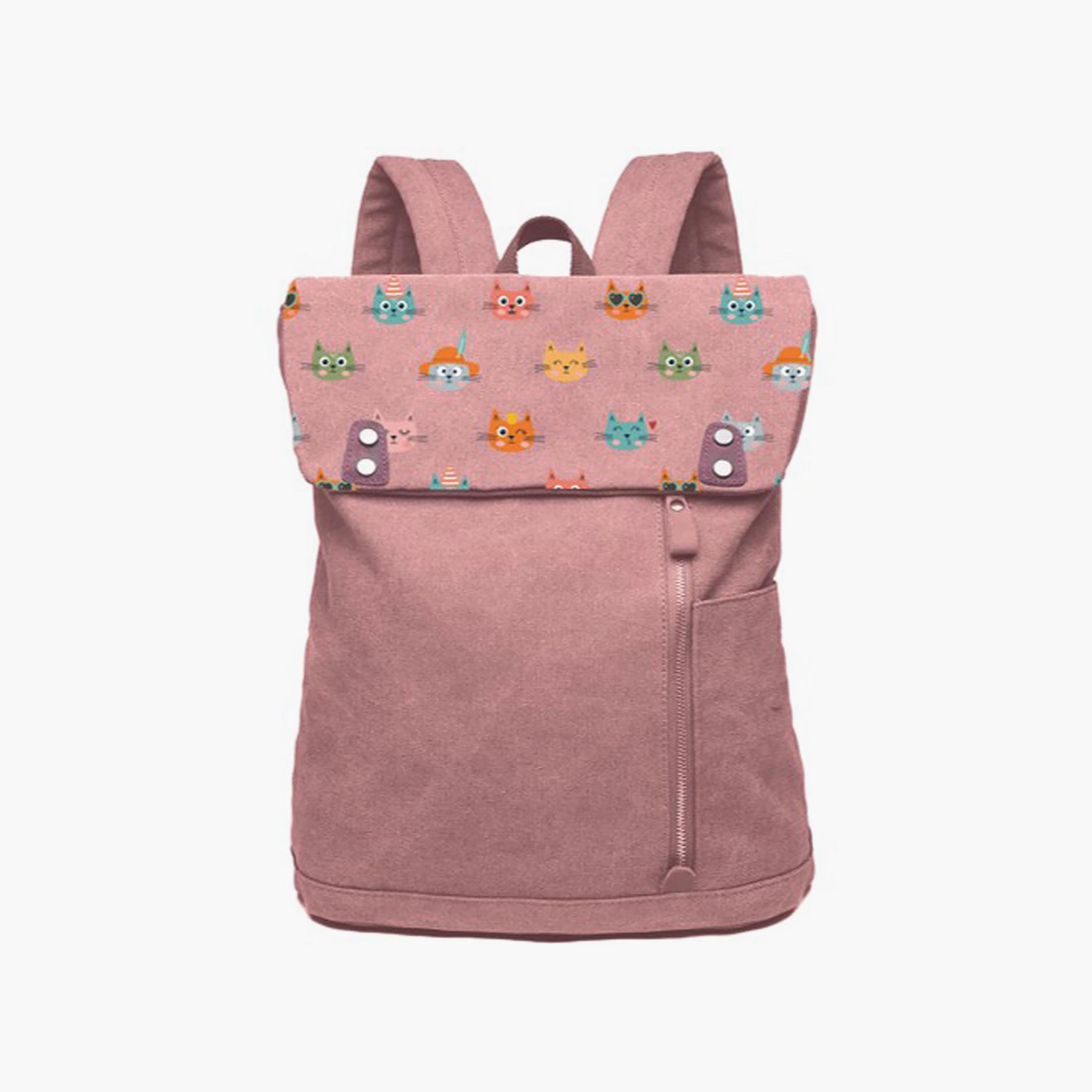 Biggdesign Cat Printed Vintage Laptop Backpack - Pink - 15 inch-school-bagsandbackpacks-backpacks-image-1
