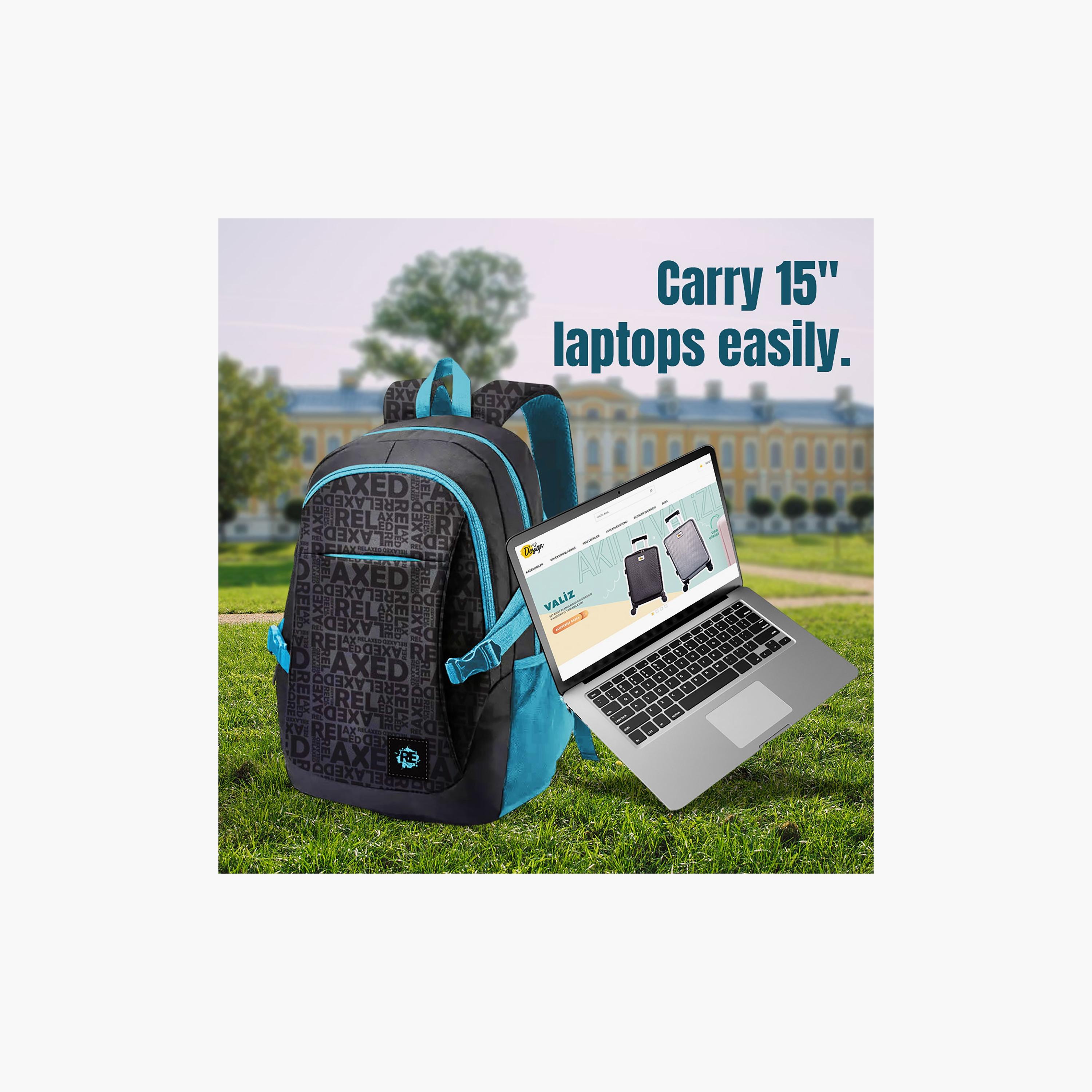 Biggdesign Printed Waterproof & Anti-Theft Laptop Backpack with USB Charging Port - Moods Up - 15 Inch-school-bagsandbackpacks-backpacks-image-2