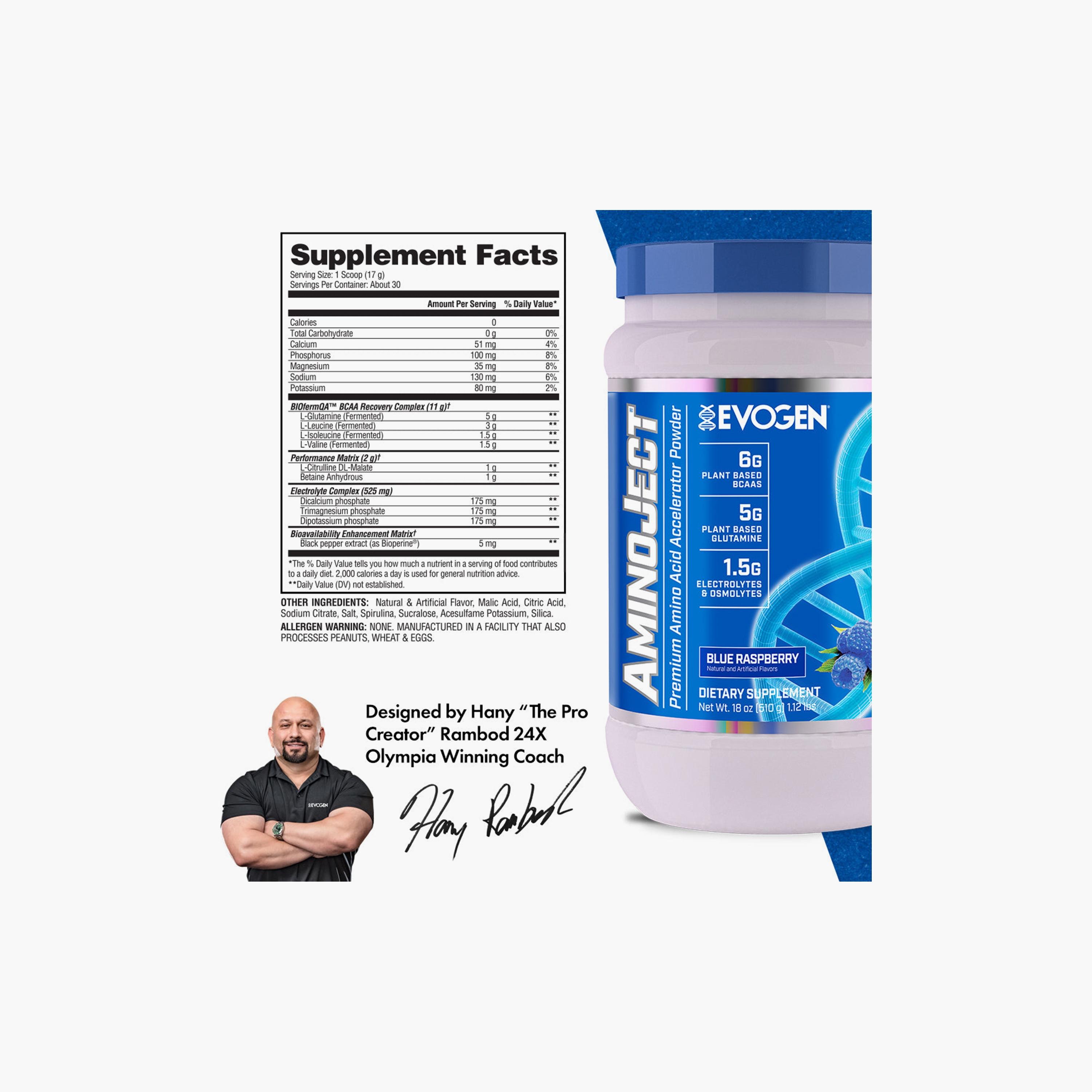 Aminoject, Blue Raspberry, 510 gm, 30 Servings-sports-nutrition-prepostworkout-image-2