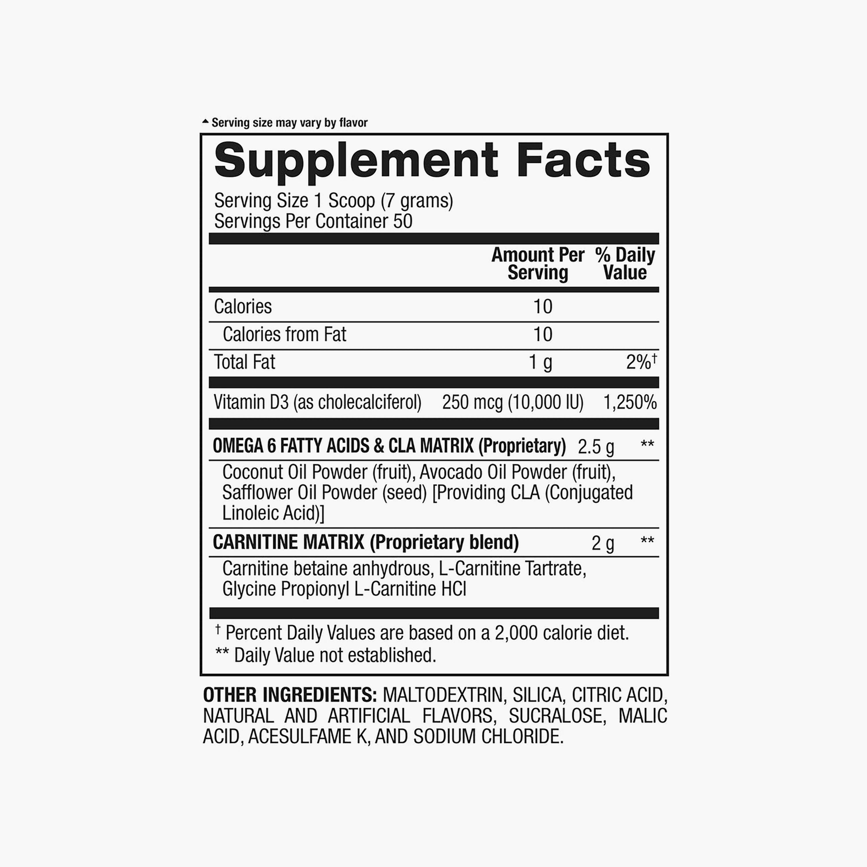 CLA + Carnitine Non-Stimulant Weight Loss, Rainbow Ice, 300 gm, 50 Servings-sports-nutrition-weightmanagement-image-2