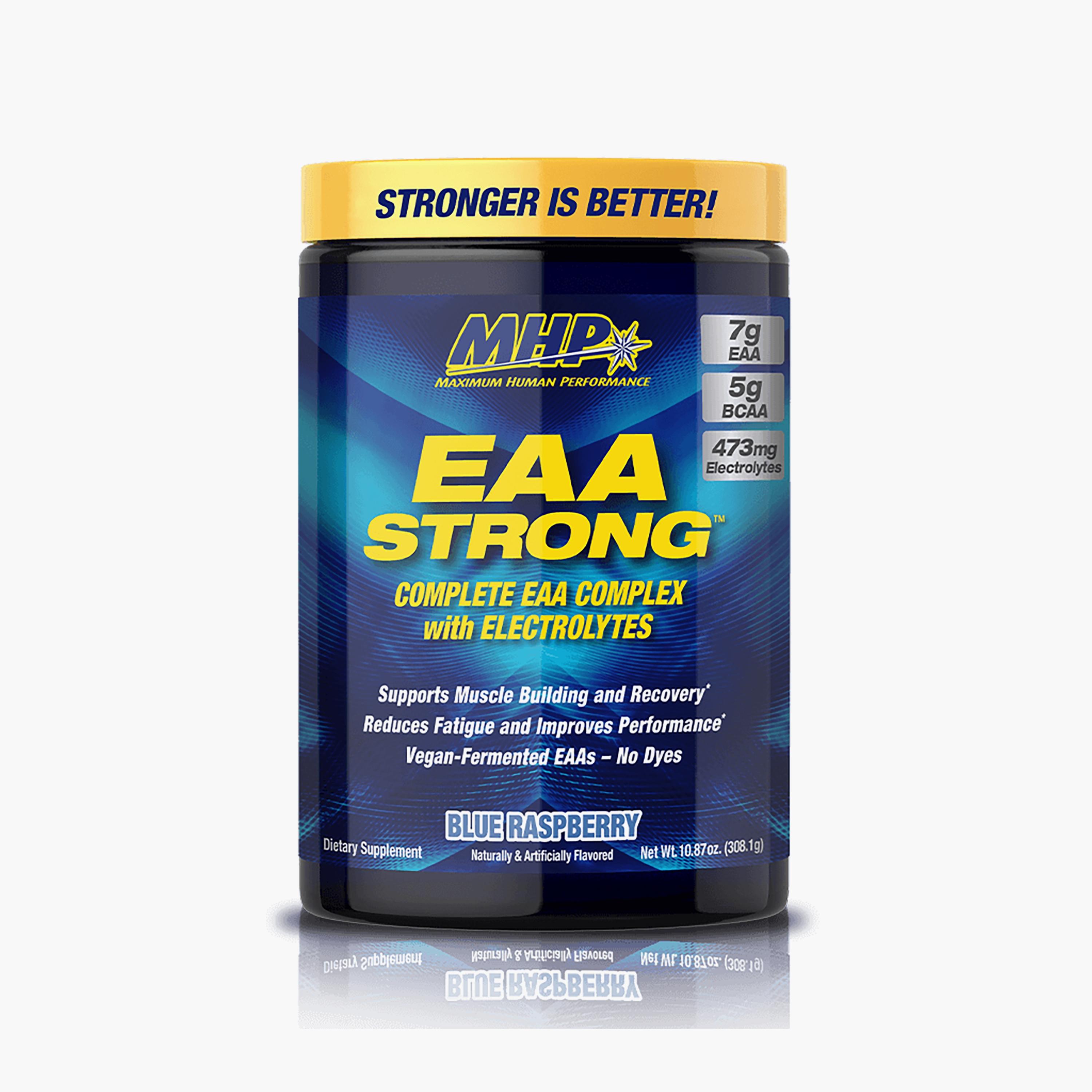 EAA Strong, Blue Raspberry, 308 gm, 30 Servings-sports-nutrition-prepostworkout-image-1