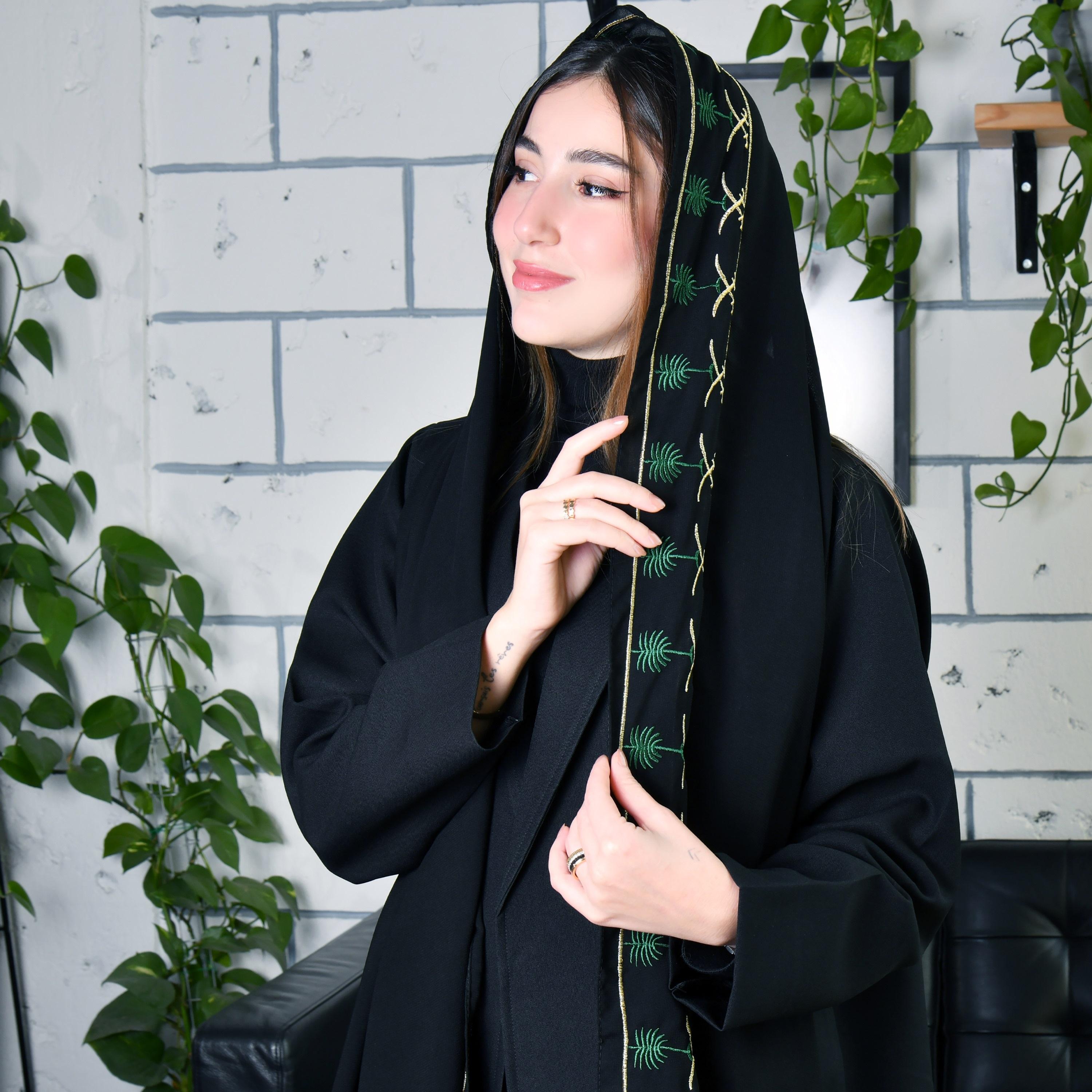 Hawraa Black Embroidered Hijab-women-winterwear-scarves-image-3