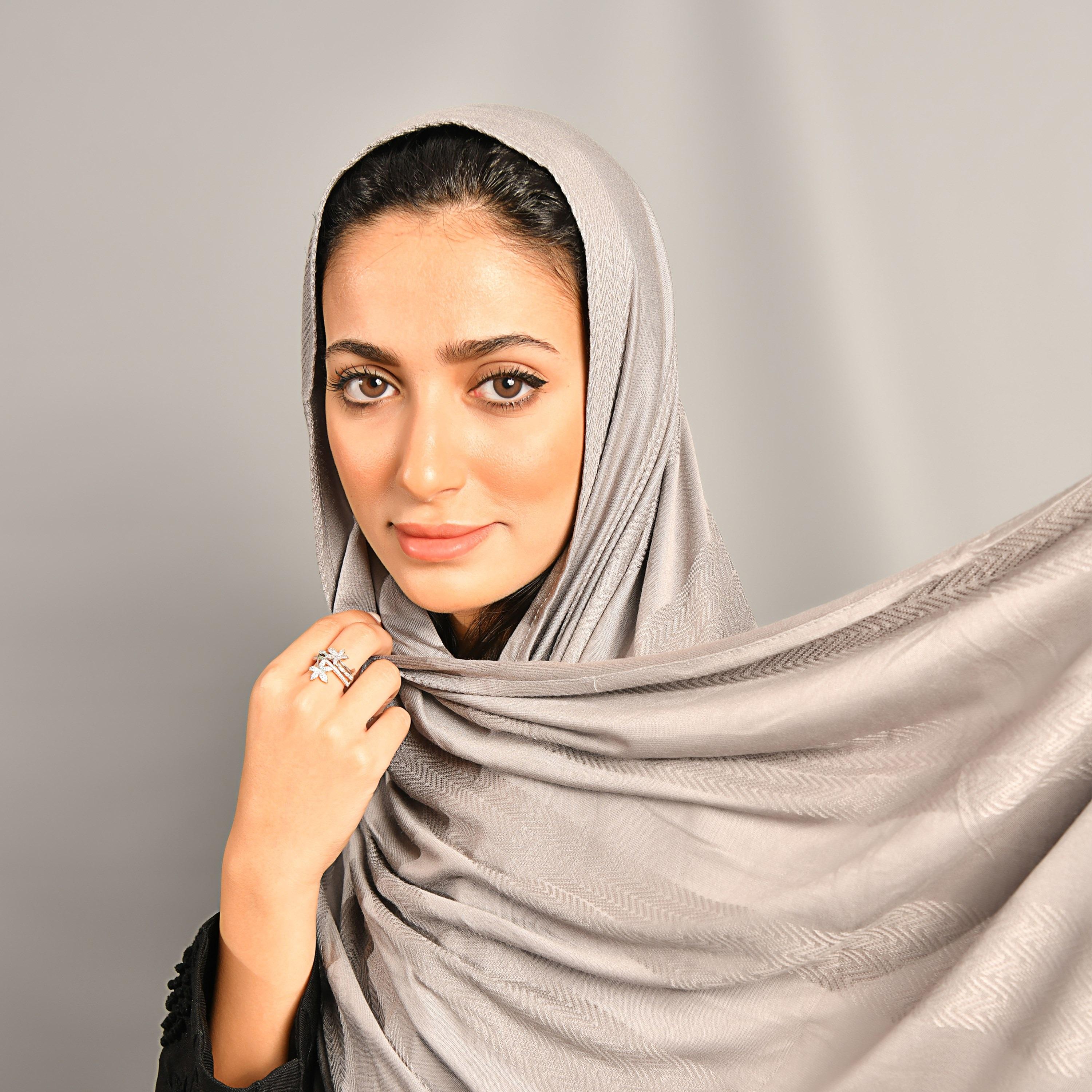 Hawraa Grey Heritage Embroidery Hijab-women-winterwear-scarves-image-2