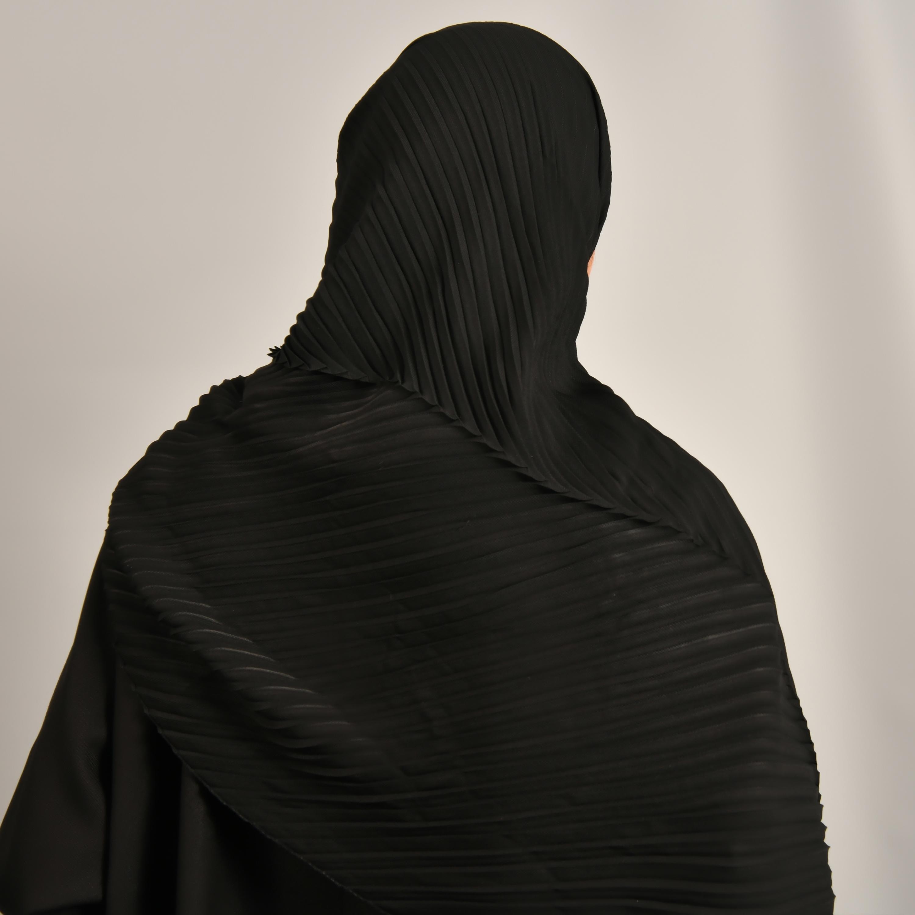 Hawraa Black Pleated Hijab-women-winterwear-scarves-image-3
