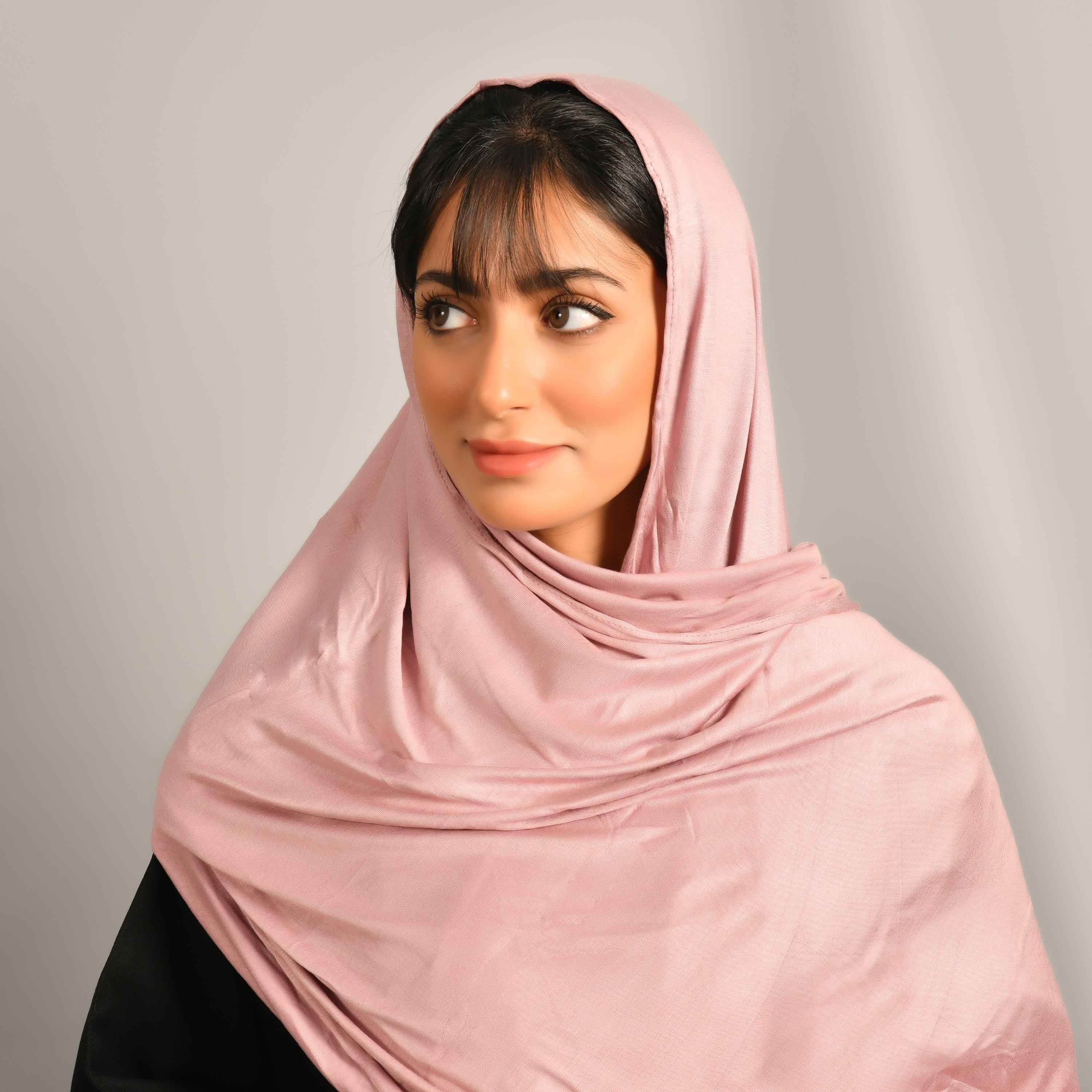 Hawraa Pink Plain Tradition Hijab-women-winterwear-scarves-image-1