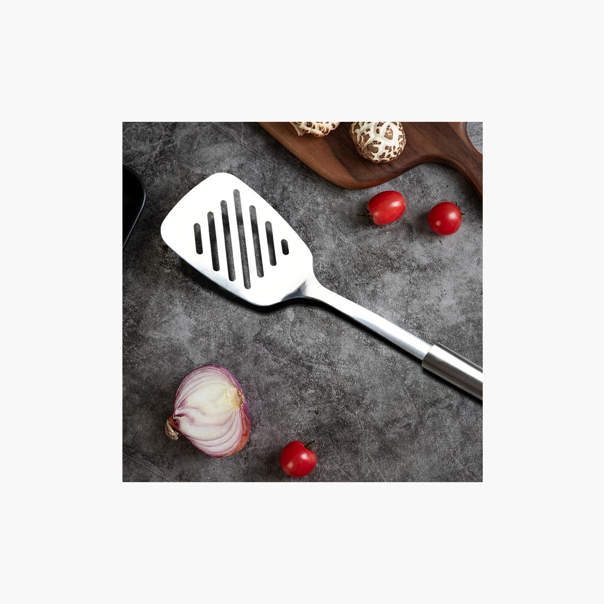 Stainless Steel Slotted Turner - 34 cm-household-kitchen-kitchentoolsandutensils-cookingutensils-image-2