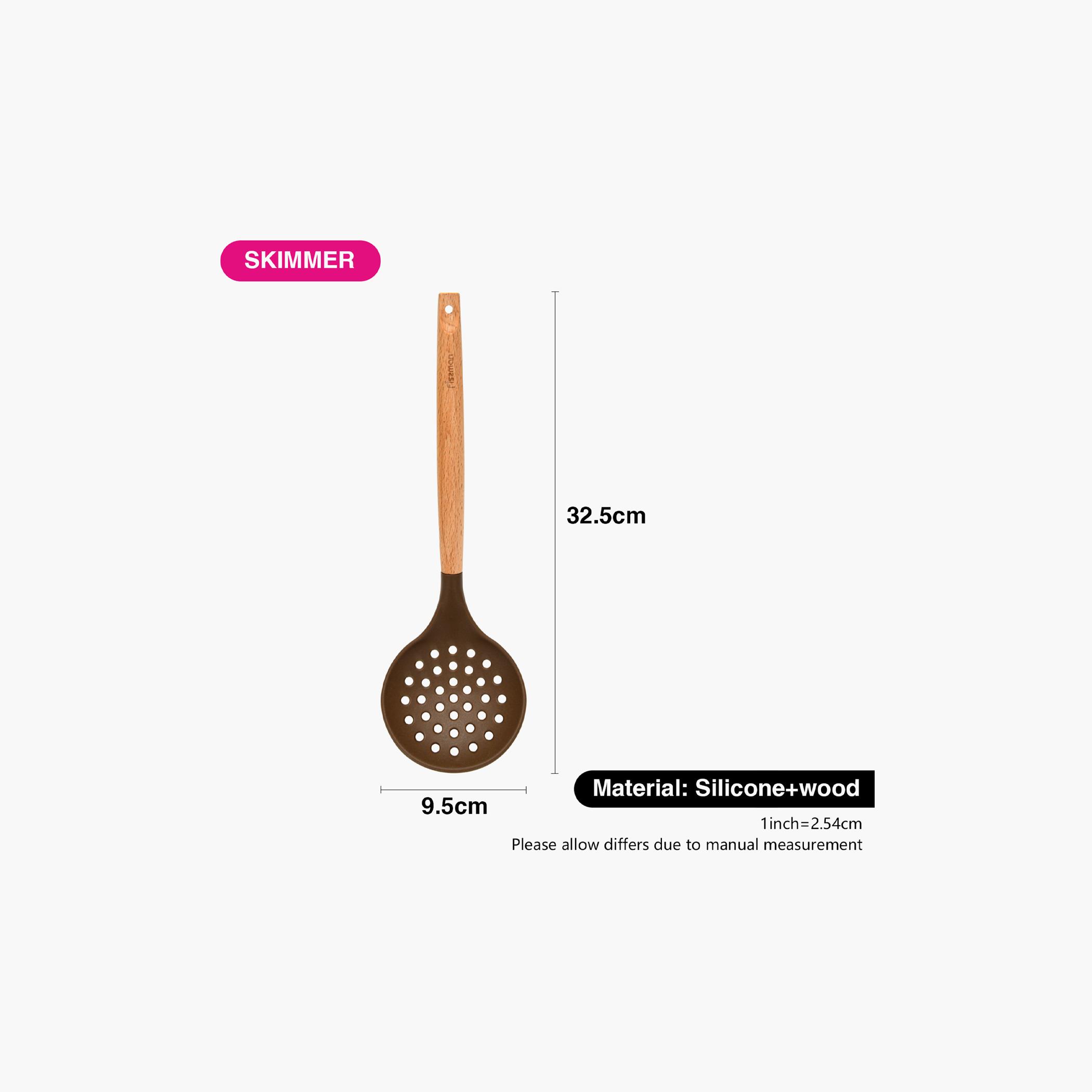 Silicone Skimmer with Wooden Handle-household-kitchen-kitchentoolsandutensils-foodpreparationtools-image-5