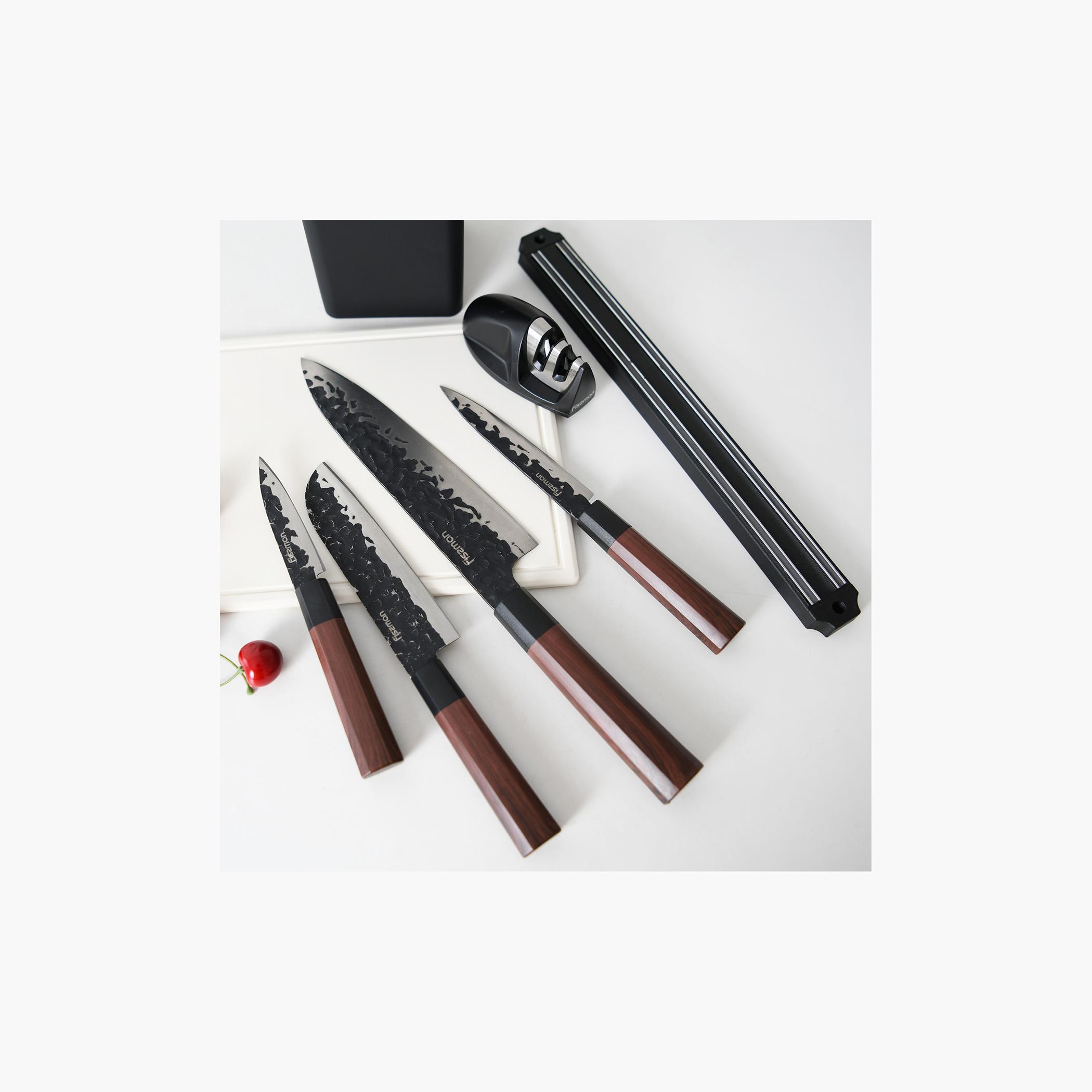 Kendo 6-Piece Knife Set with Magnet Bar and Sharpener-household-kitchen-kitchentoolsandutensils-knives-image-1