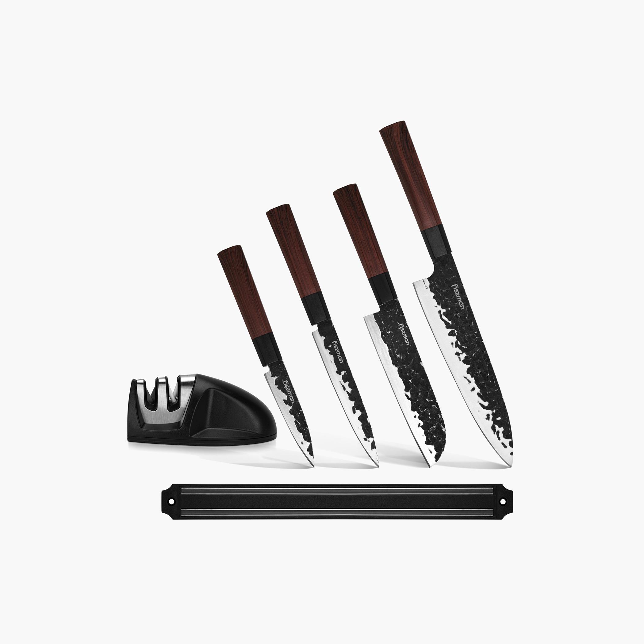 Kendo 6-Piece Knife Set with Magnet Bar and Sharpener-household-kitchen-kitchentoolsandutensils-knives-image-4