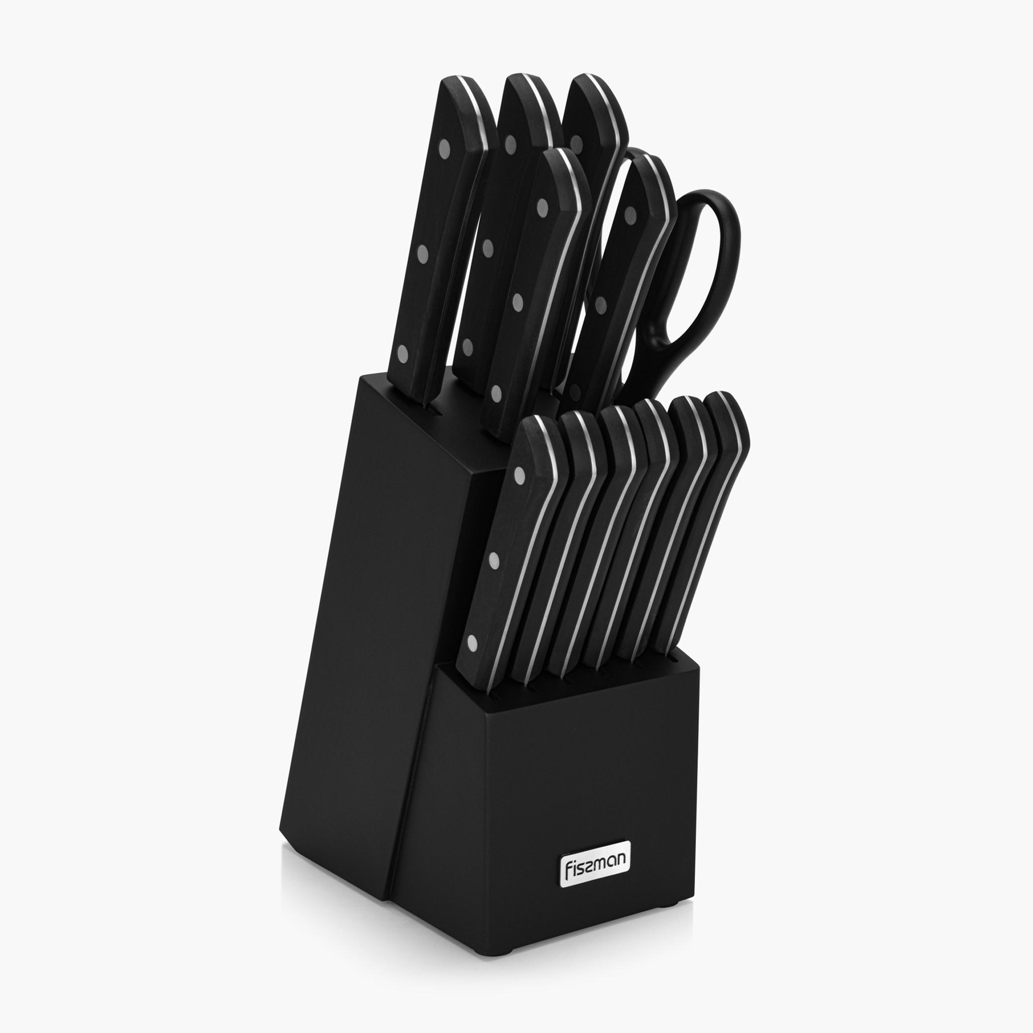 Stainless Steel 13-Piece Knife Set with Holder - Yasumoto-household-kitchen-kitchentoolsandutensils-knives-image-1
