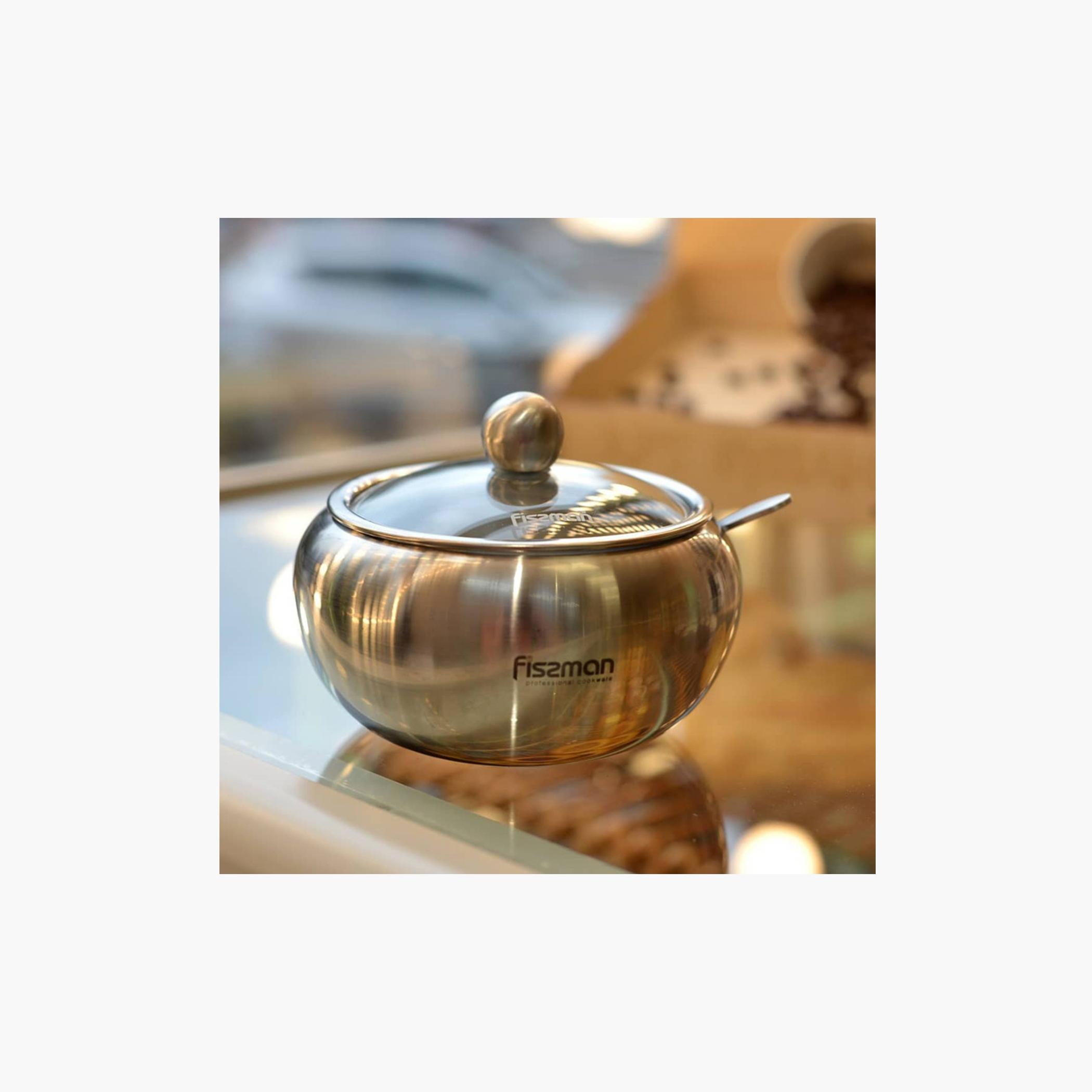 وعاء سكر ستانليس ستيل مع غطاء زجاجي وملعقة من فيسمان - 460 مل-household-dining-dinnerware-bowls-image-4