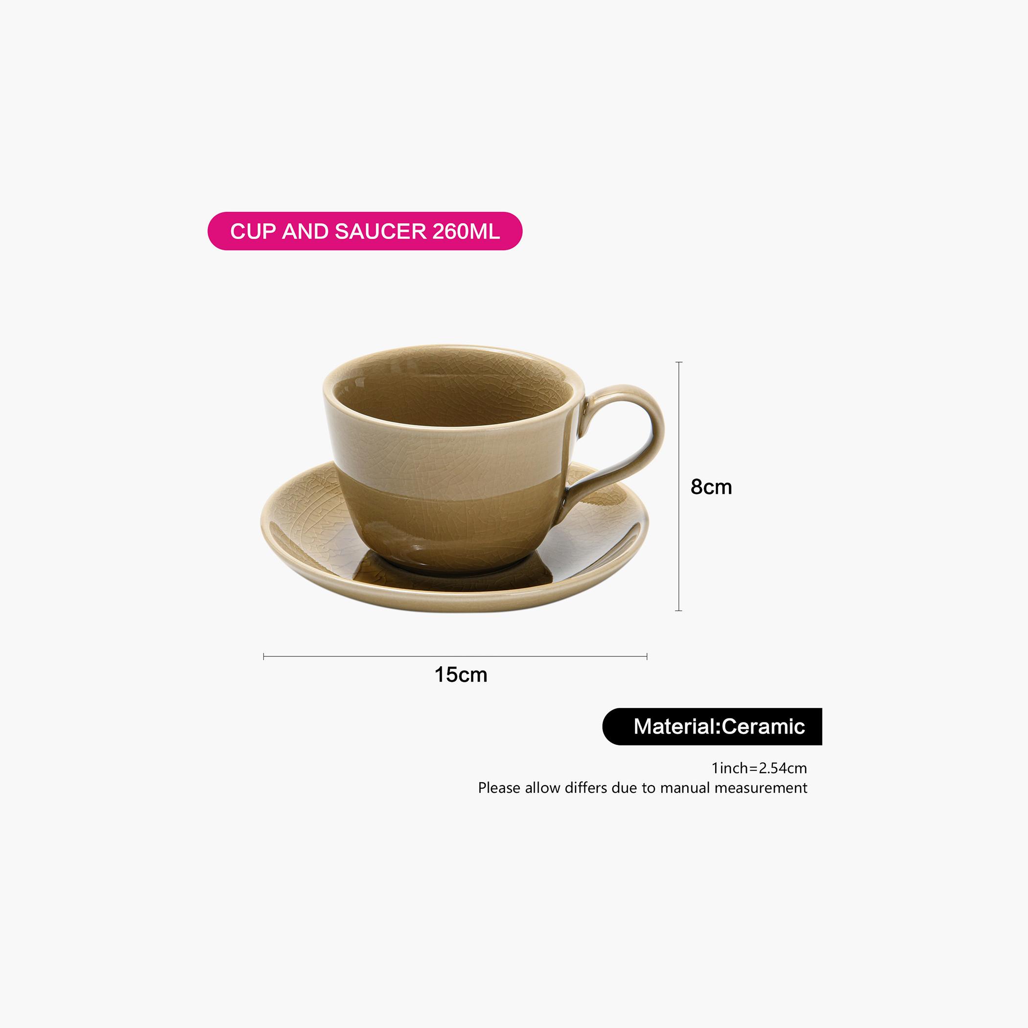 Ceramic Cup and Saucer Set - 260 ml-household-dining-teaandcoffee-teaandcoffeesets-image-4