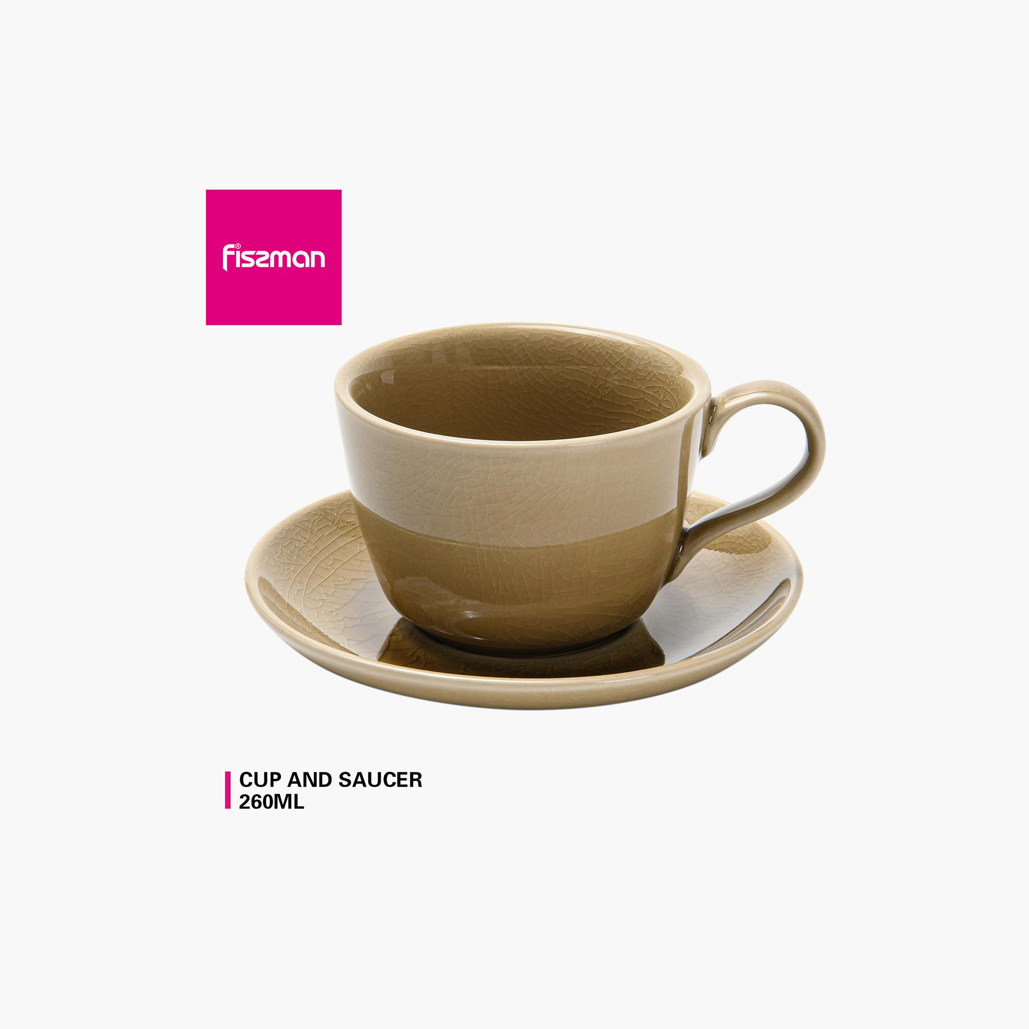 Ceramic Cup and Saucer Set - 260 ml-household-dining-teaandcoffee-teaandcoffeesets-image-5