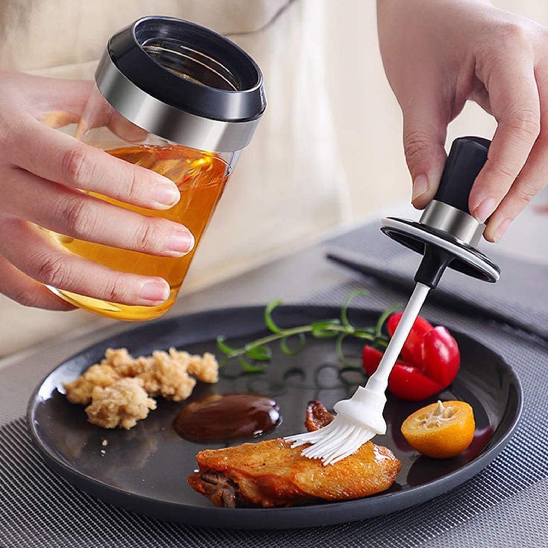 Glass Oil Bottle with Brush - 250 ml-household-kitchen-kitchentoolsandutensils-foodpreparationtools-image-2