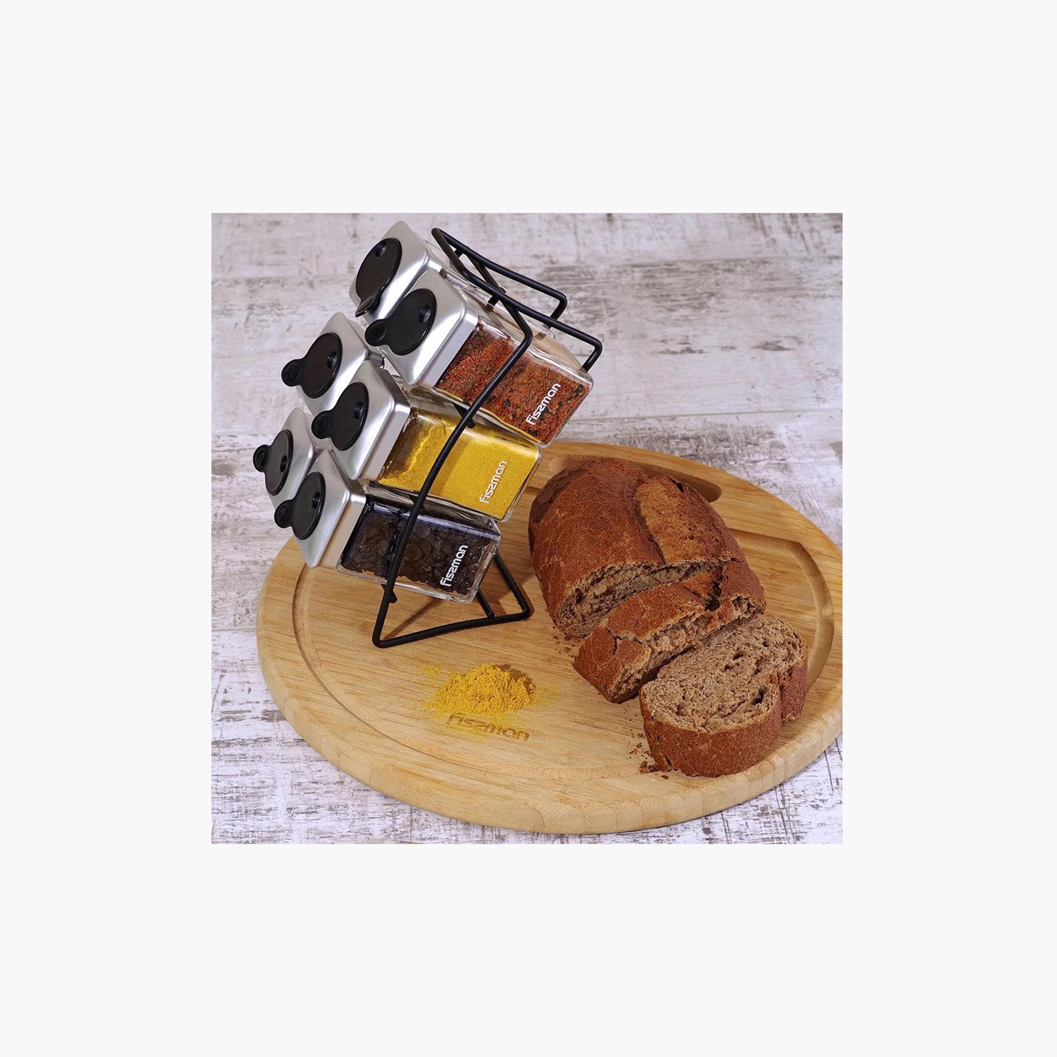Glass 6-Piece Jar Spice Rack Organizer with Stand-household-kitchen-foodstorage-spiceracksandjars-image-6