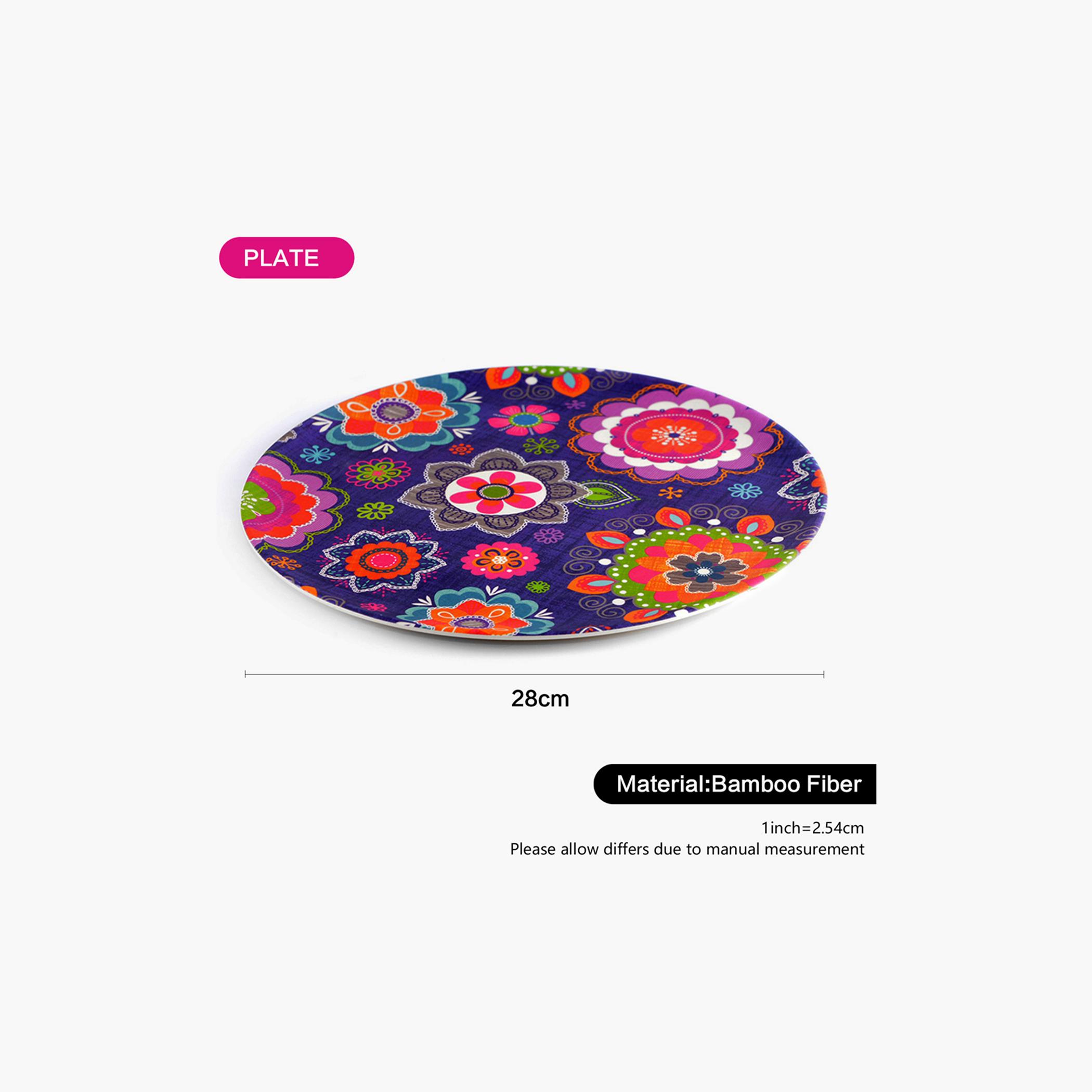 Floral Print Bamboo Dinner Plate - 28 cms-household-dining-dinnerware-plates-image-2