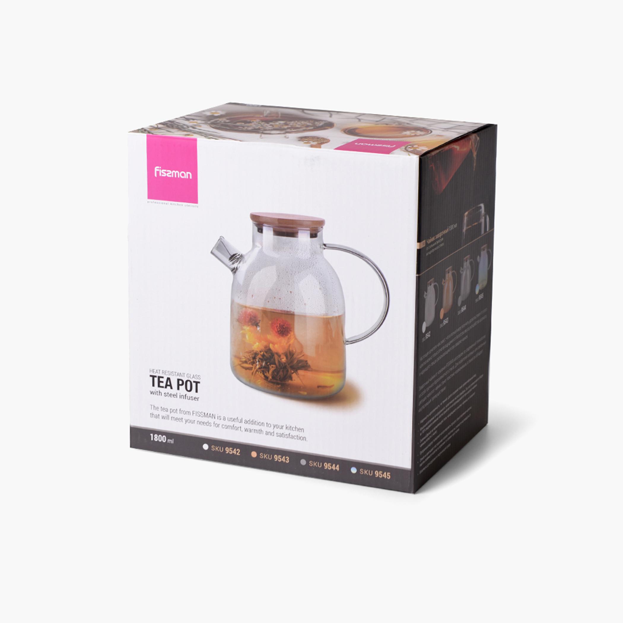 Heat Resistant Glass Tea Pot with Steel Infuser - 1.8 L-household-dining-teaandcoffee-vacuumflaskscoffeeandteapots-image-12