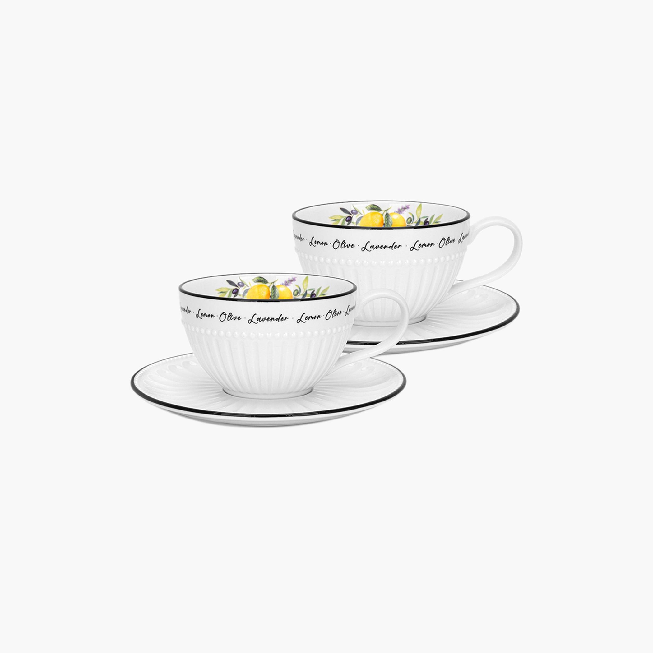 طقم فناجين وصحون بورسلان 4 قطع بطبعات ليمون من فيسمان - 250 مل-household-dining-teaandcoffee-mugsandcups-image-4
