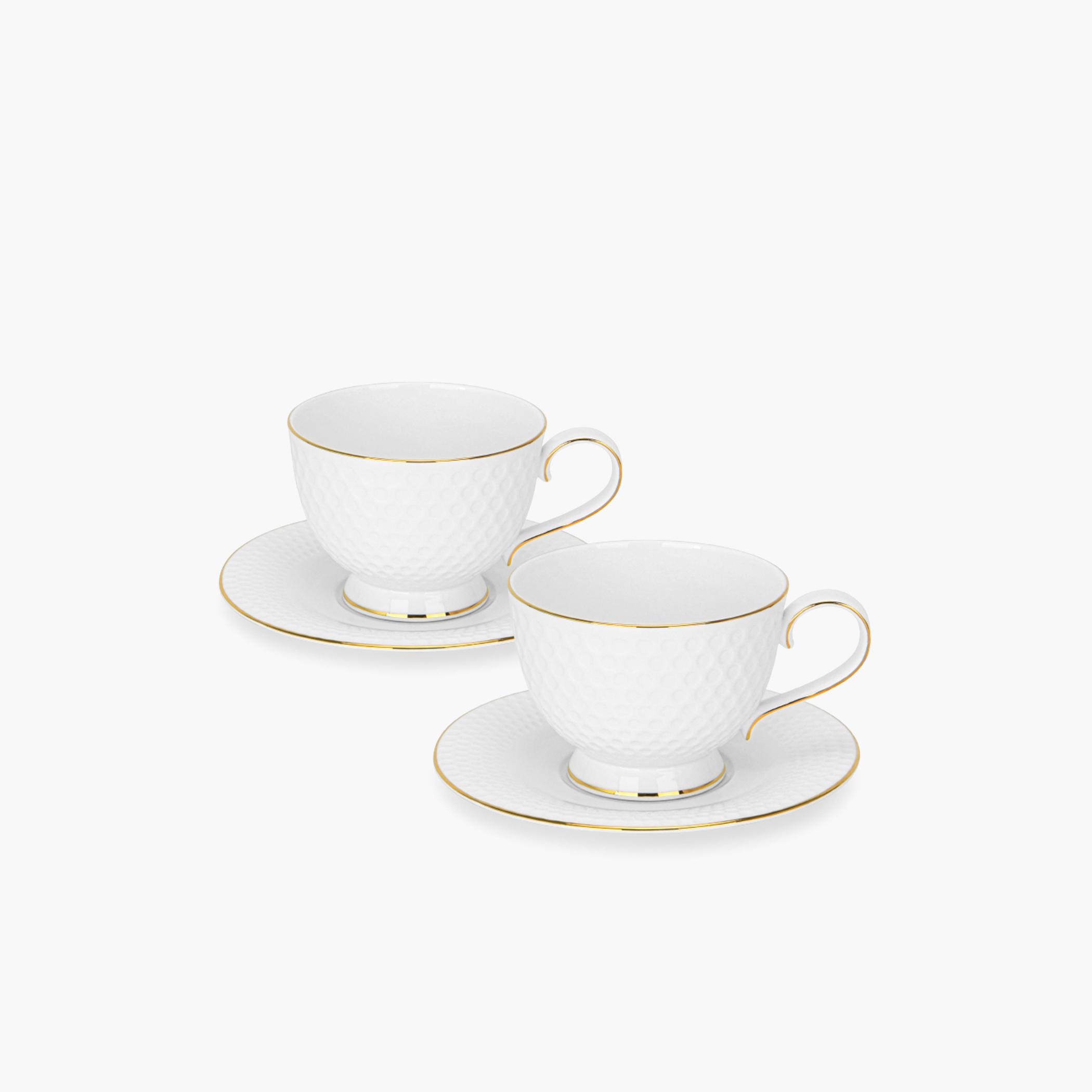 Noemi Textured 4-Piece Cup and Saucer Set-household-dining-teaandcoffee-teaandcoffeesets-image-1