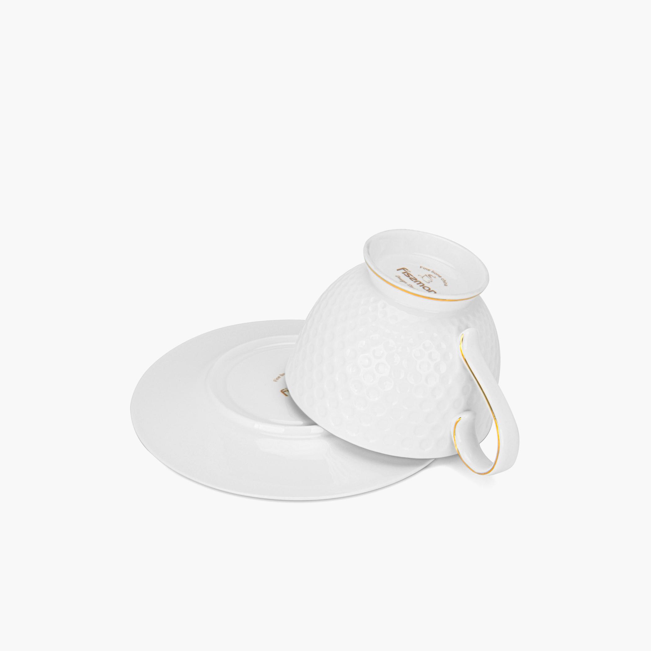 Noemi Textured 4-Piece Cup and Saucer Set-household-dining-teaandcoffee-teaandcoffeesets-image-4