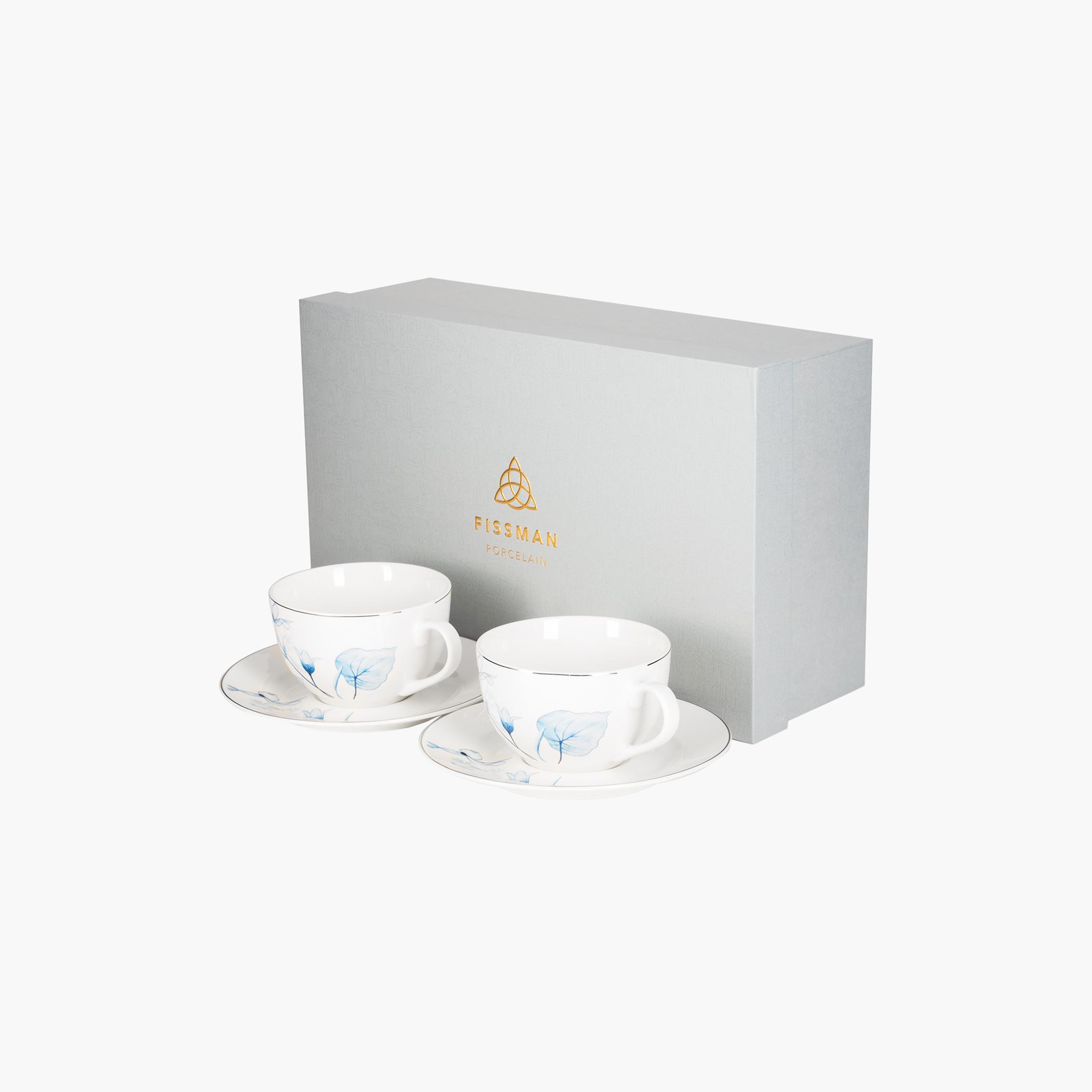Lyon 4-Piece Porcelain Cup and Saucer Set - 220 ml-household-dining-teaandcoffee-teaandcoffeesets-image-1