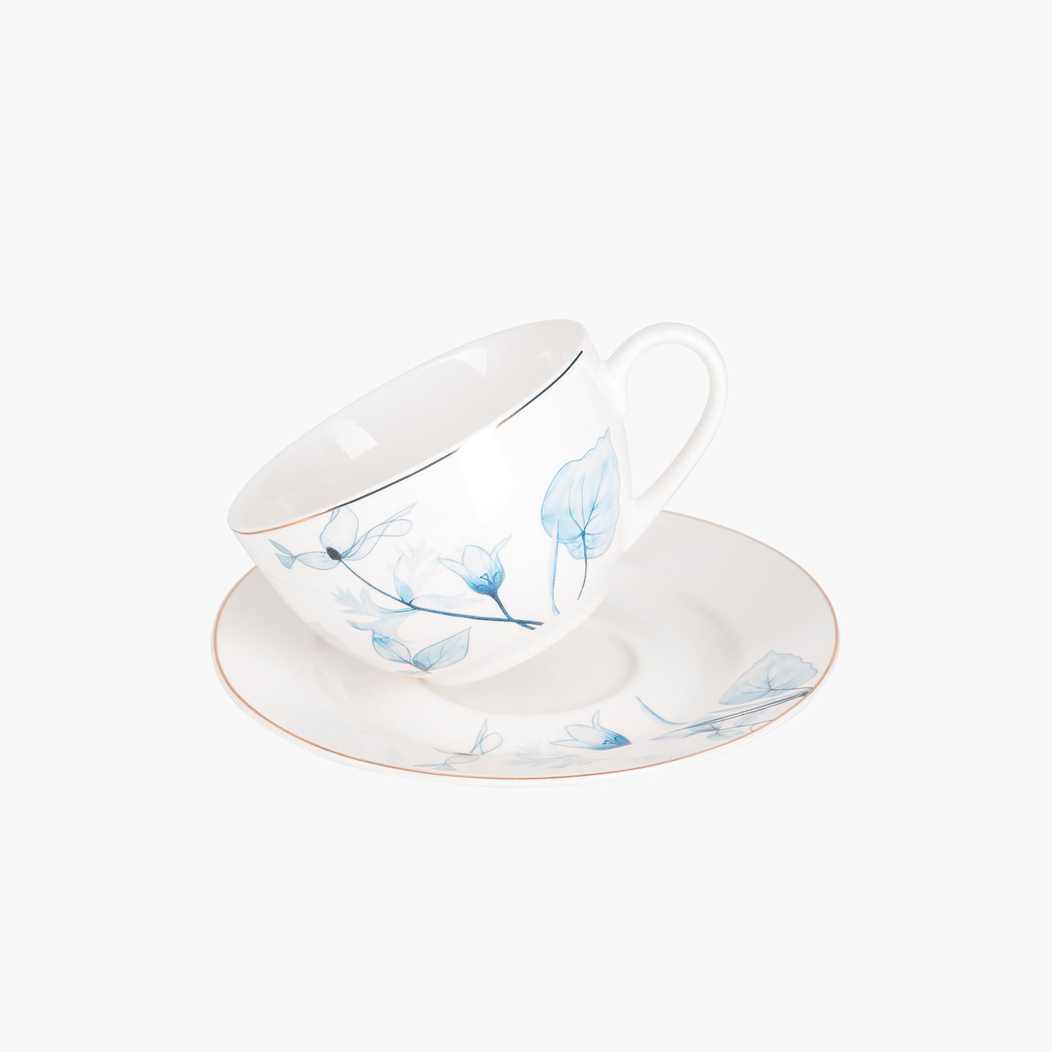 Lyon 4-Piece Porcelain Cup and Saucer Set - 220 ml-household-dining-teaandcoffee-teaandcoffeesets-image-4