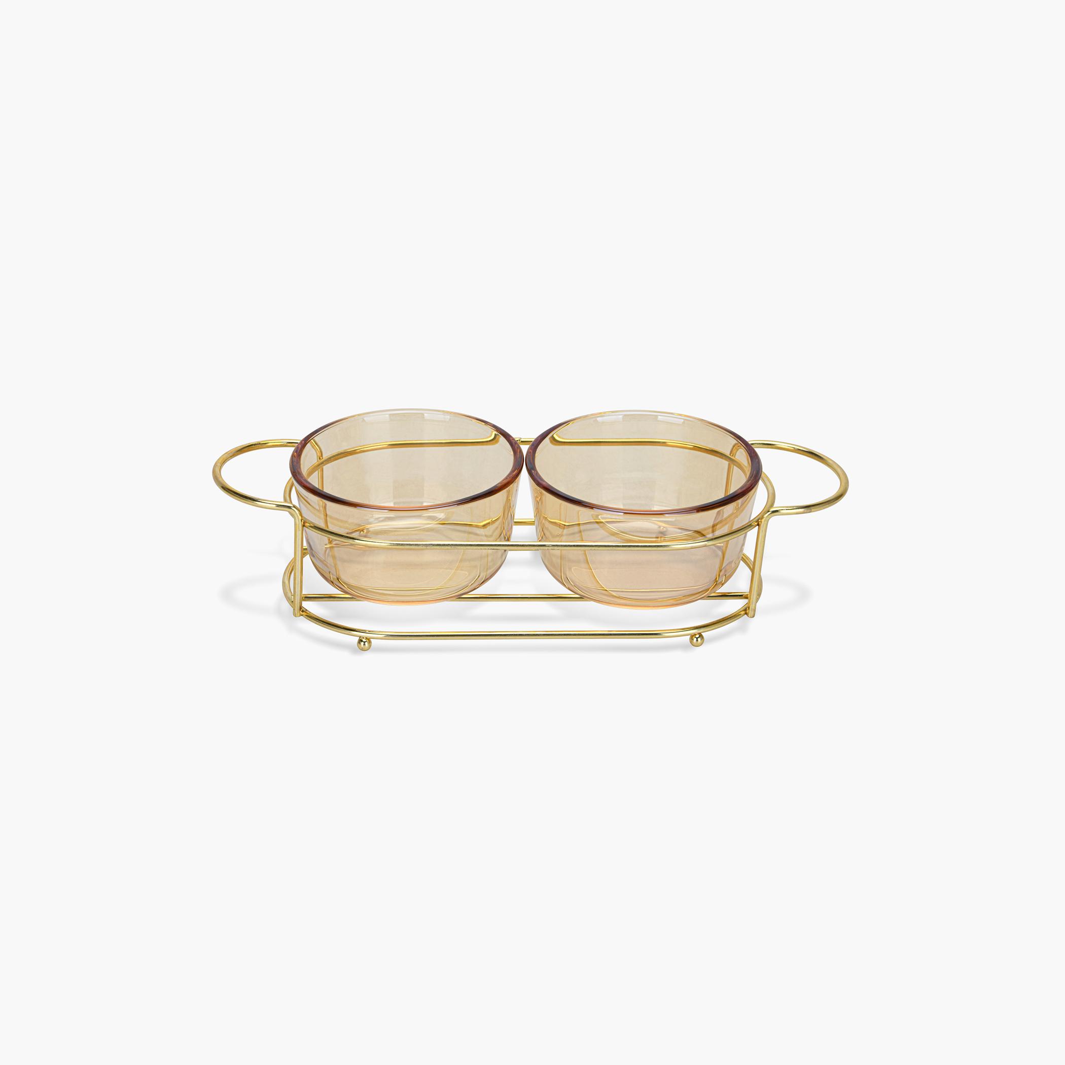 Pristine Series 2-Piece Glass Bowl Set with Metal Stand - 240 ml-household-dining-dinnerware-bowls-image-1