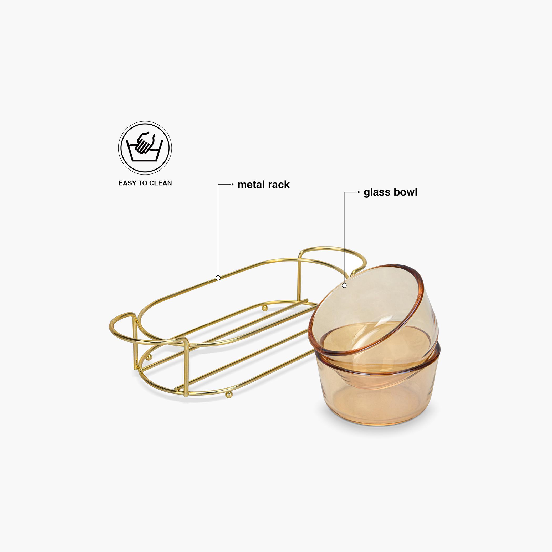 Pristine Series 2-Piece Glass Bowl Set with Metal Stand - 240 ml-household-dining-dinnerware-bowls-image-2