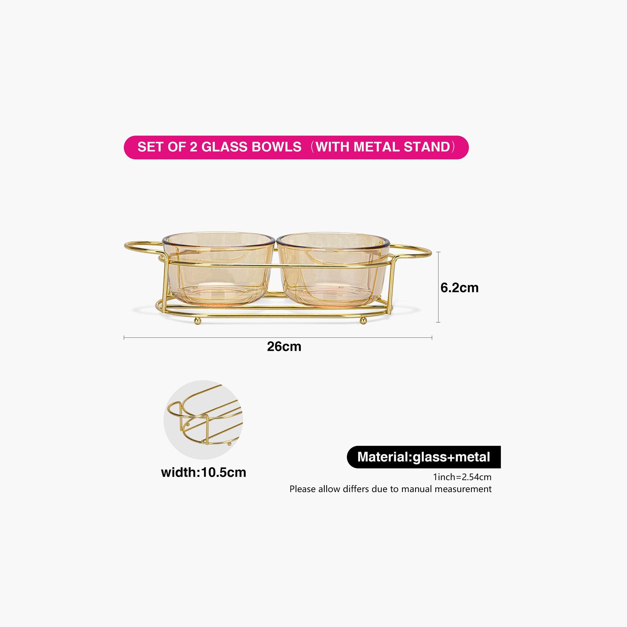Pristine Series 2-Piece Glass Bowl Set with Metal Stand - 240 ml-household-dining-dinnerware-bowls-image-3