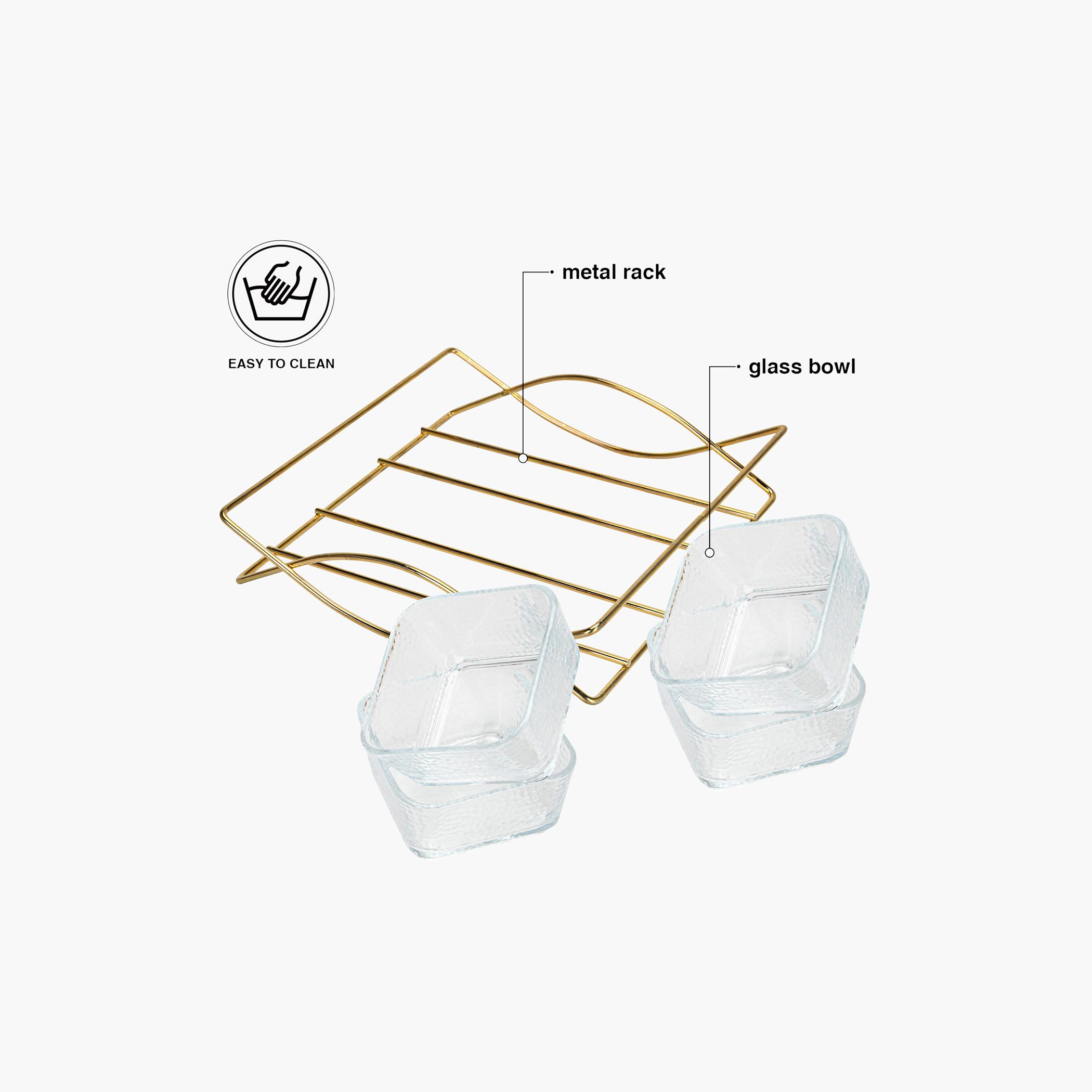طقم أوعية زجاج 4 قطع مع حامل معدن من سلسلة بريستين من فيسمان - 280 مل-household-dining-dinnerware-bowls-image-4