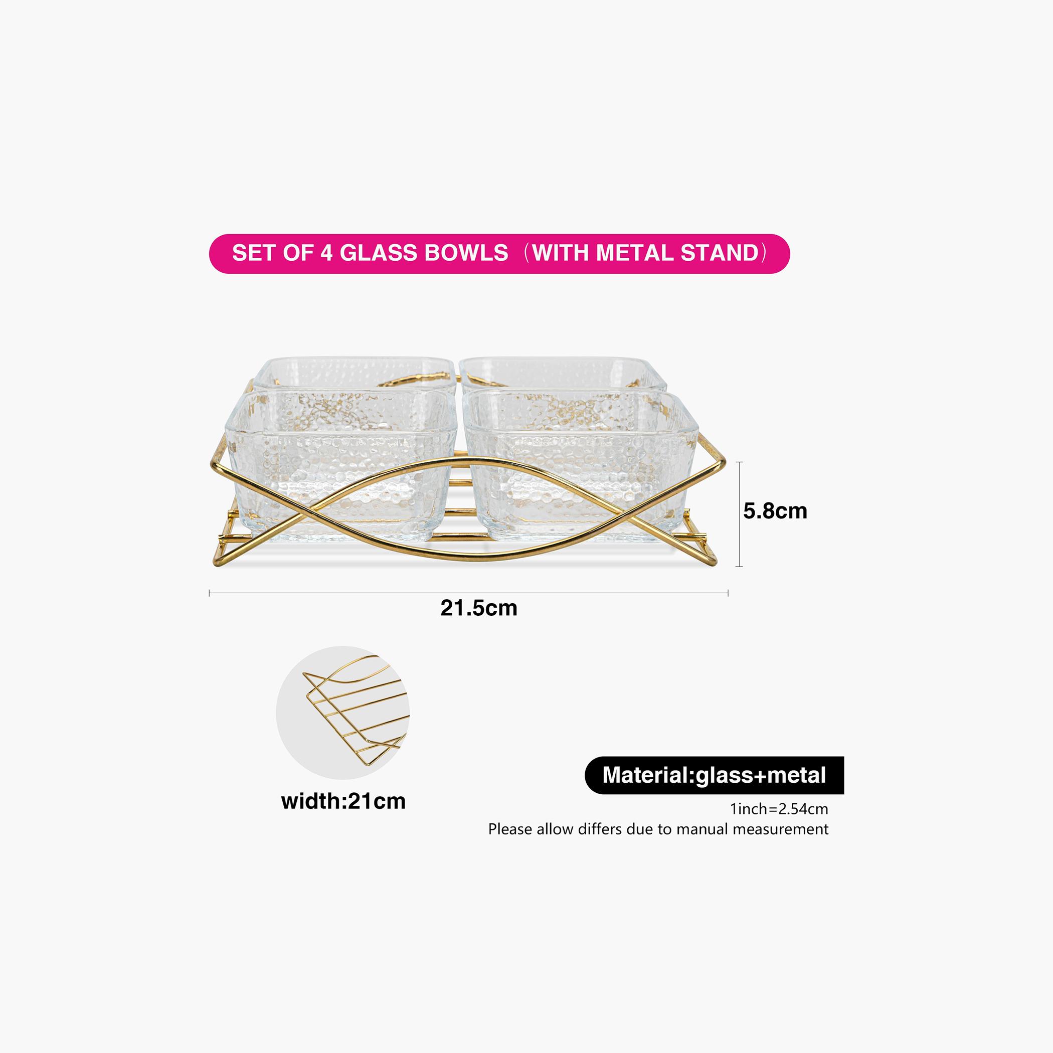طقم أوعية زجاج 4 قطع مع حامل معدن من سلسلة بريستين من فيسمان - 280 مل-household-dining-dinnerware-bowls-image-5