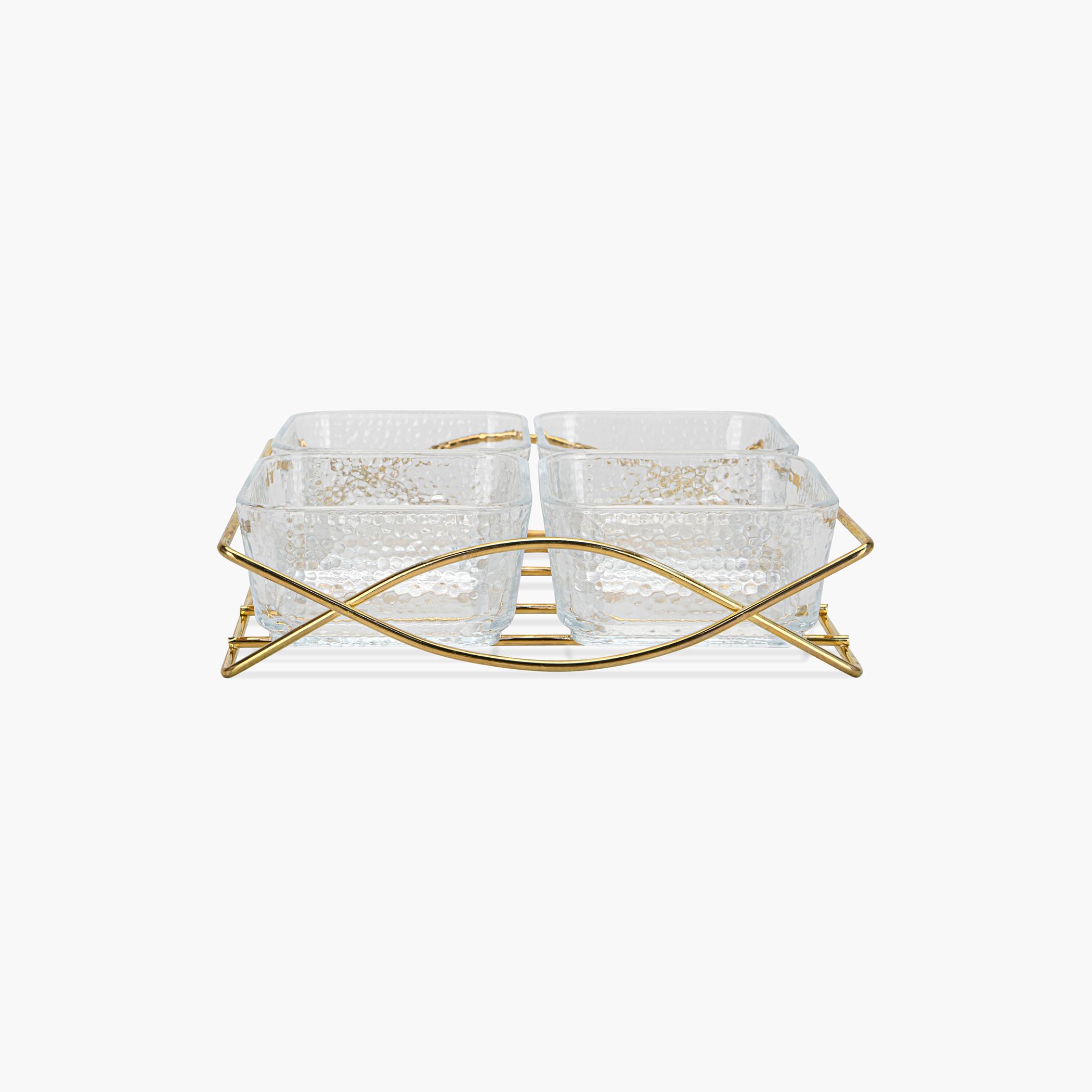 طقم أوعية زجاج 4 قطع مع حامل معدن من سلسلة بريستين من فيسمان - 280 مل-household-dining-dinnerware-bowls-image-2