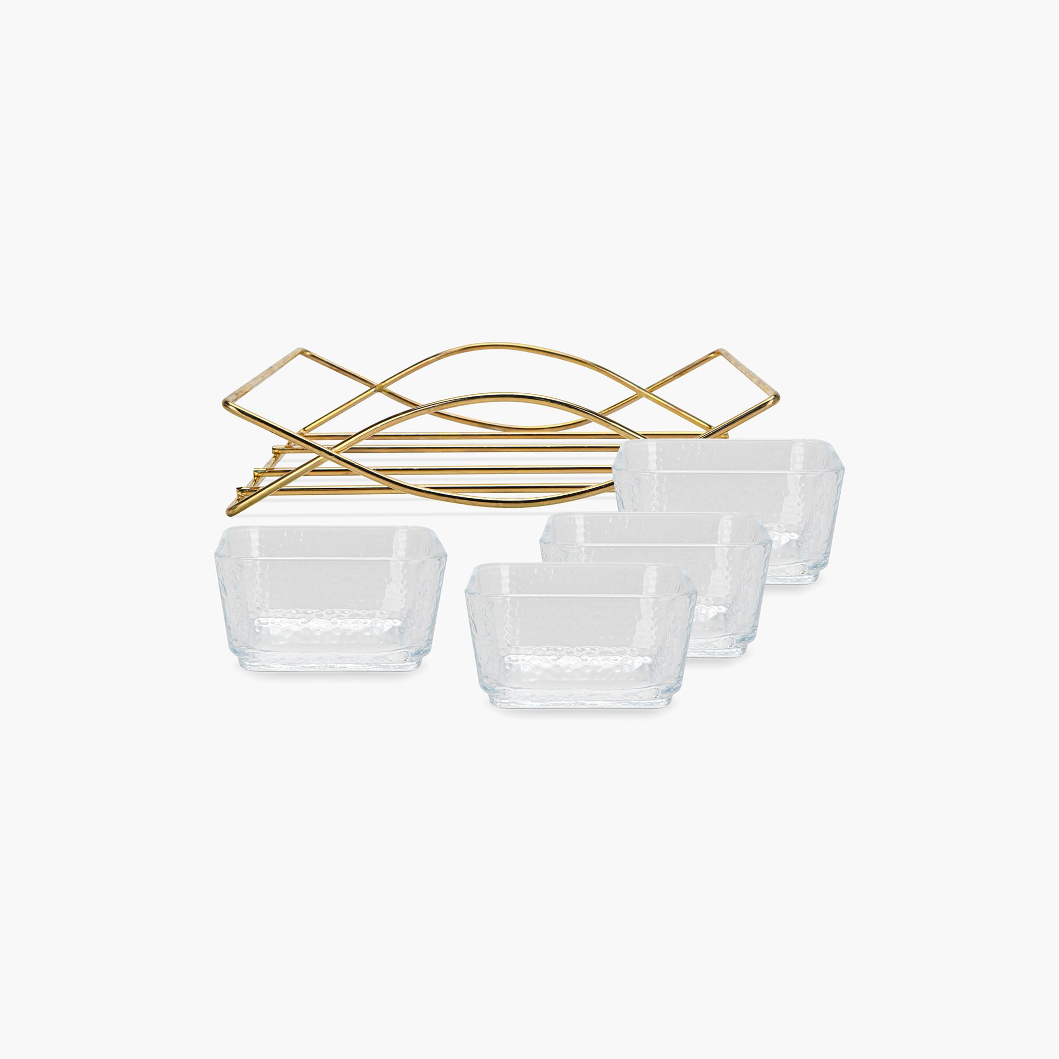 طقم أوعية زجاج 4 قطع مع حامل معدن من سلسلة بريستين من فيسمان - 280 مل-household-dining-dinnerware-bowls-image-3