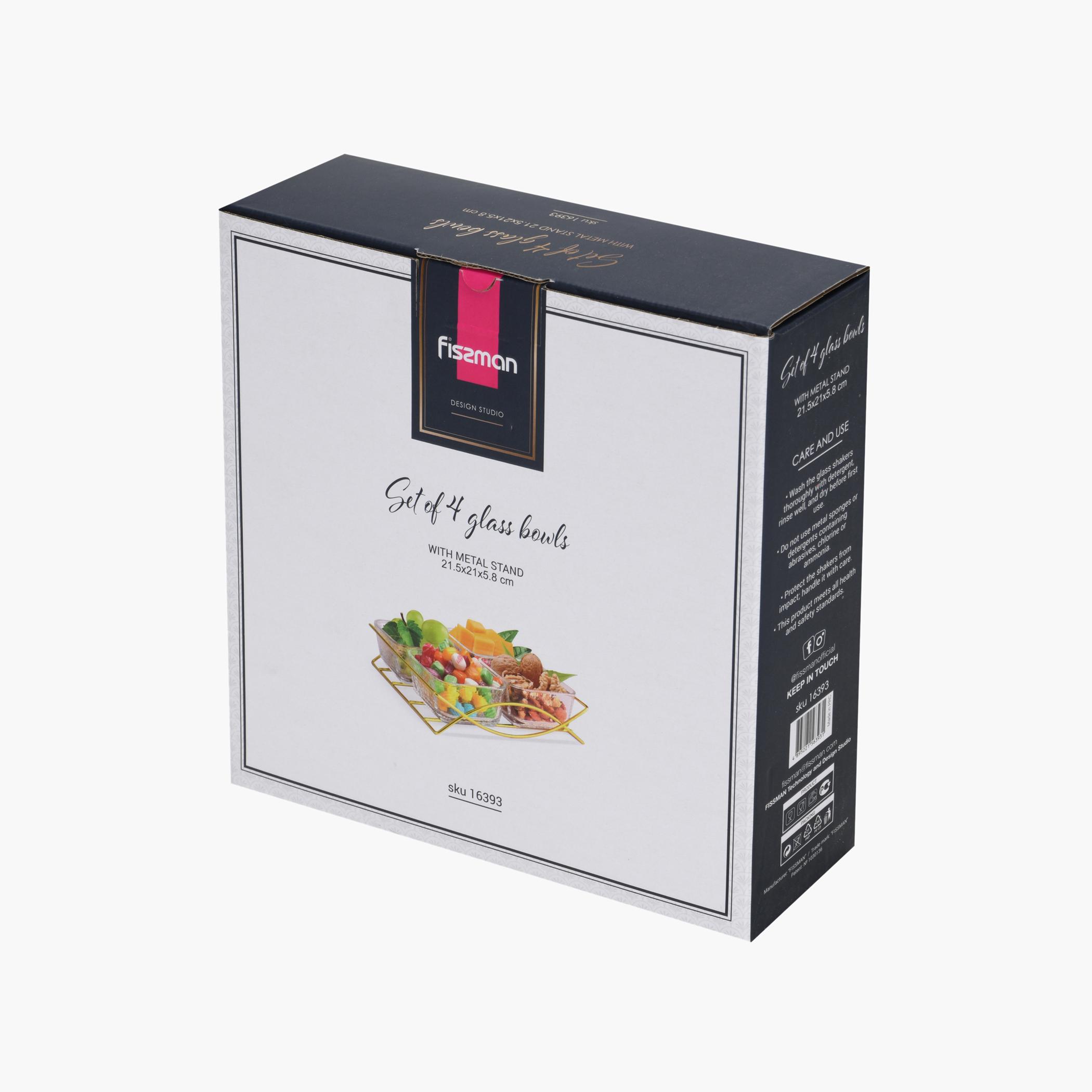 طقم أوعية زجاج 4 قطع مع حامل معدن من سلسلة بريستين من فيسمان - 280 مل-household-dining-dinnerware-bowls-image-6
