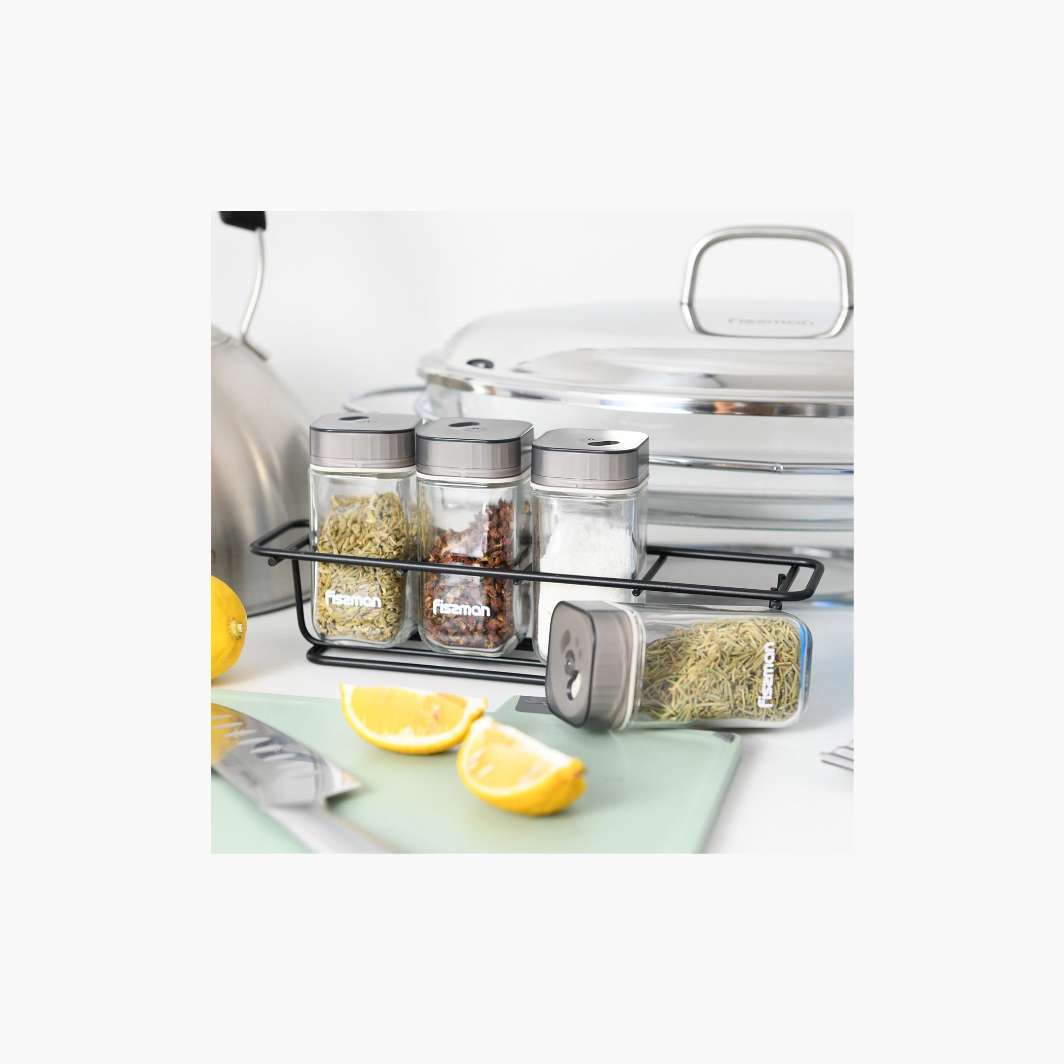 Glass 5-Piece Condiment Set-household-kitchen-foodstorage-spiceracksandjars-image-2