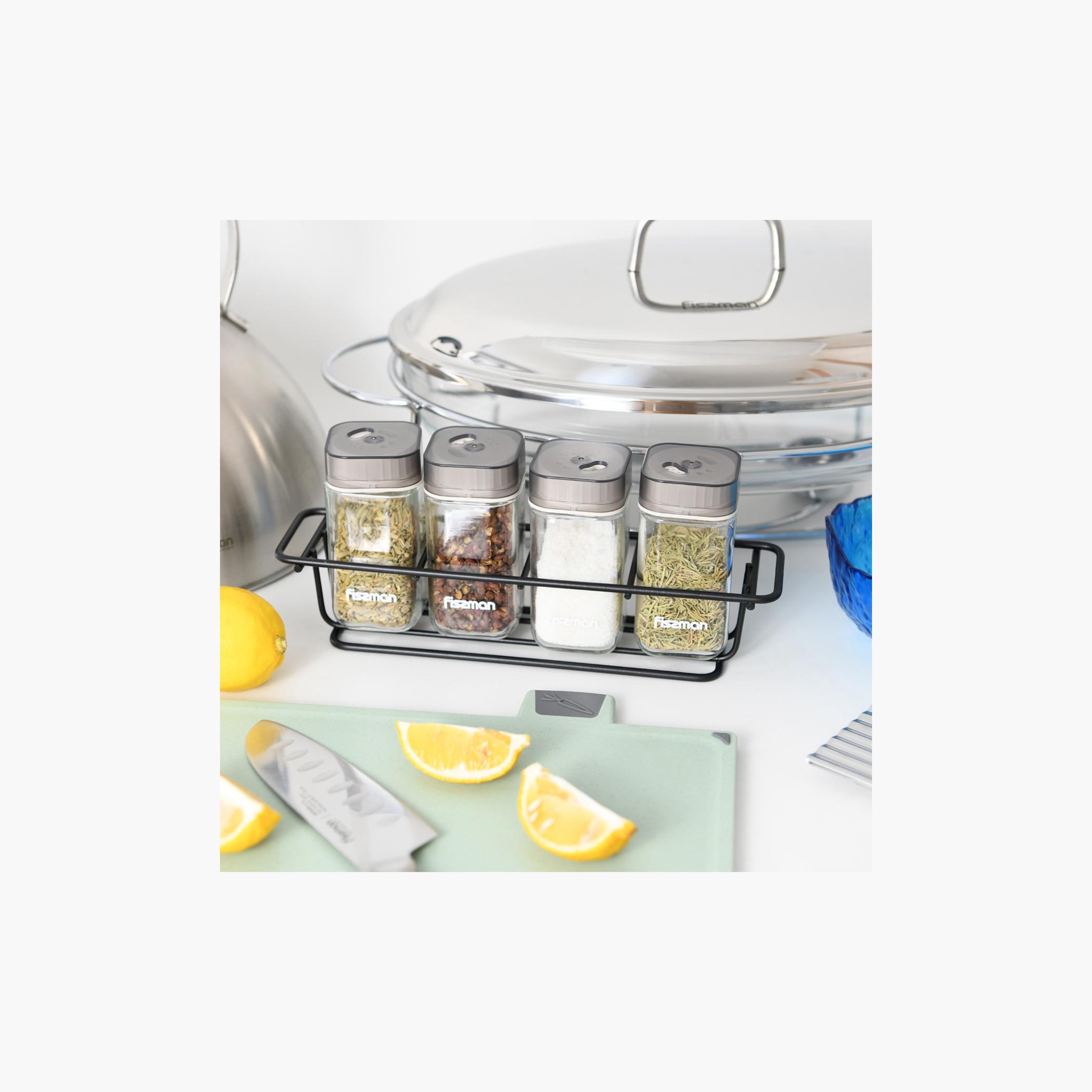 Glass 5-Piece Condiment Set-household-kitchen-foodstorage-spiceracksandjars-image-1