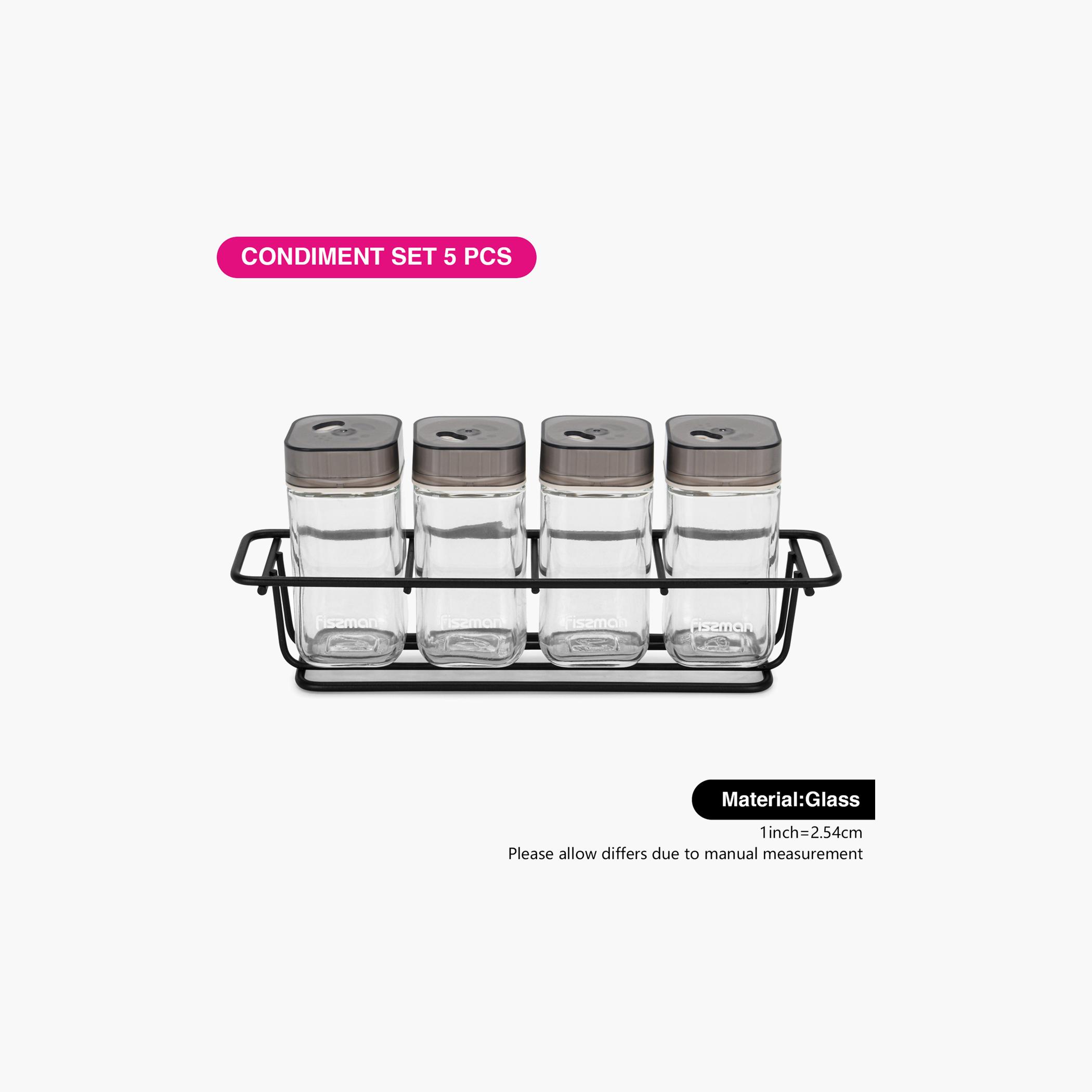 Glass 5-Piece Condiment Set-household-kitchen-foodstorage-spiceracksandjars-image-4