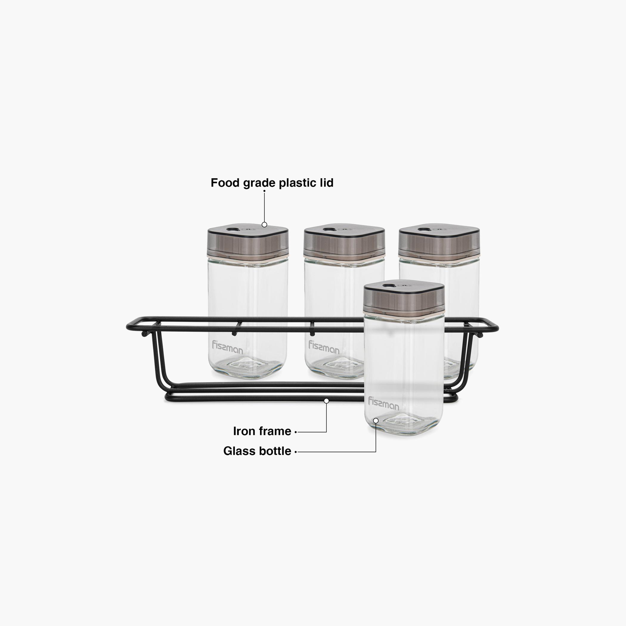Glass 5-Piece Condiment Set-household-kitchen-foodstorage-spiceracksandjars-image-5